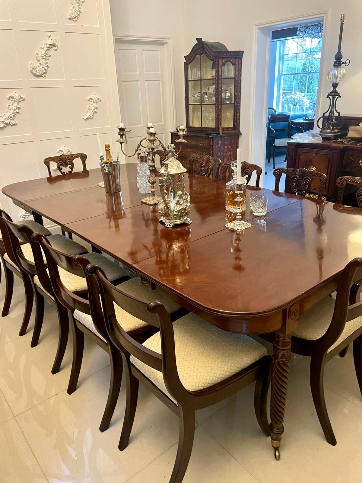 Regency Outstanding Quality Antique Figured Mahogany Metamorphic Extending Dining Table For Sale