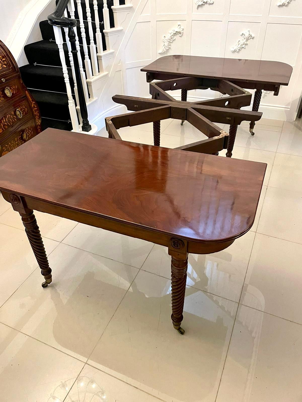 Outstanding Quality Antique Figured Mahogany Metamorphic Extending Dining Table For Sale 2