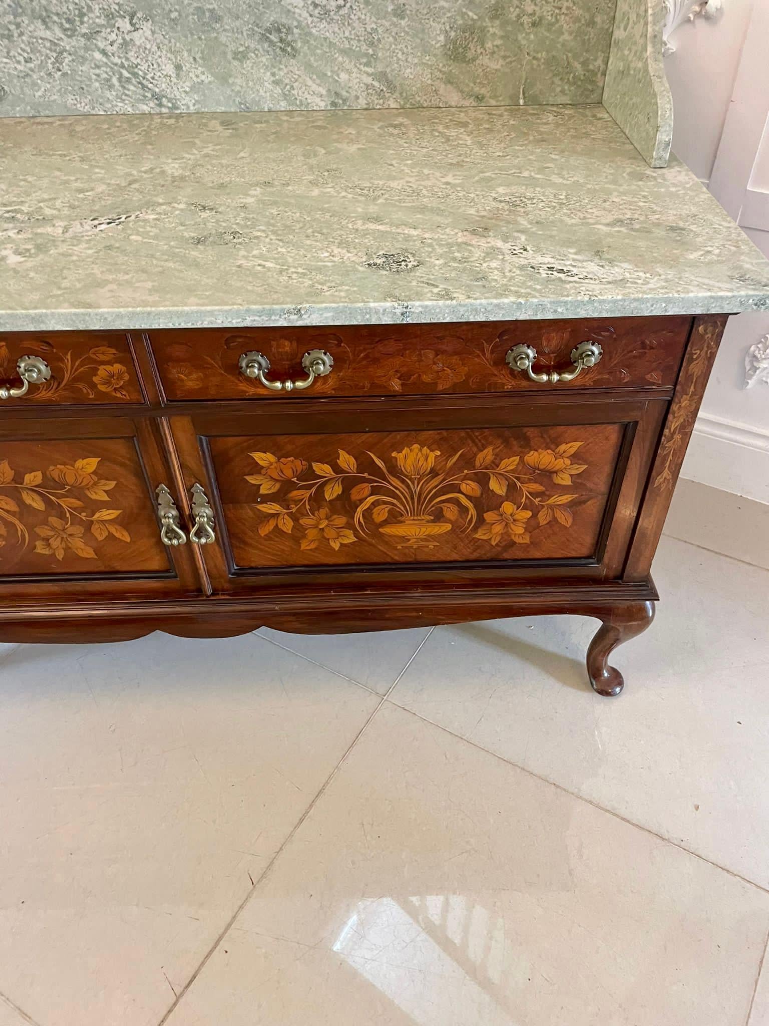 Outstanding Quality Antique Figured Walnut Marble Top Washstand/Cabinet For Sale 7