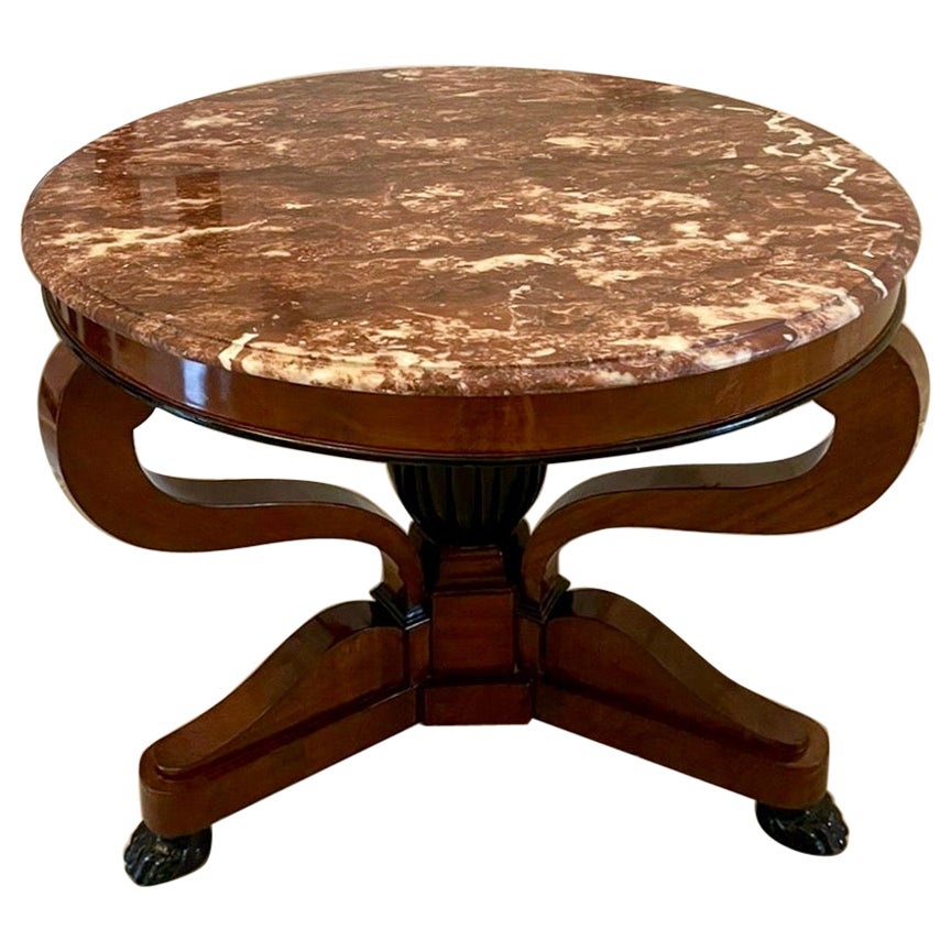 Mesa de centro con tapa de mármol Victoriana Antique French de calidad excepcional