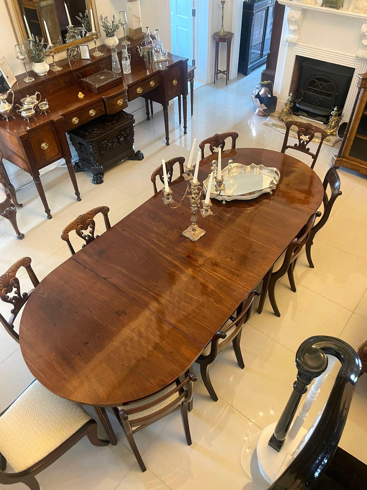 Outstanding Quality Antique George III Figured Mahogany Metamorphic Dining Table For Sale 1