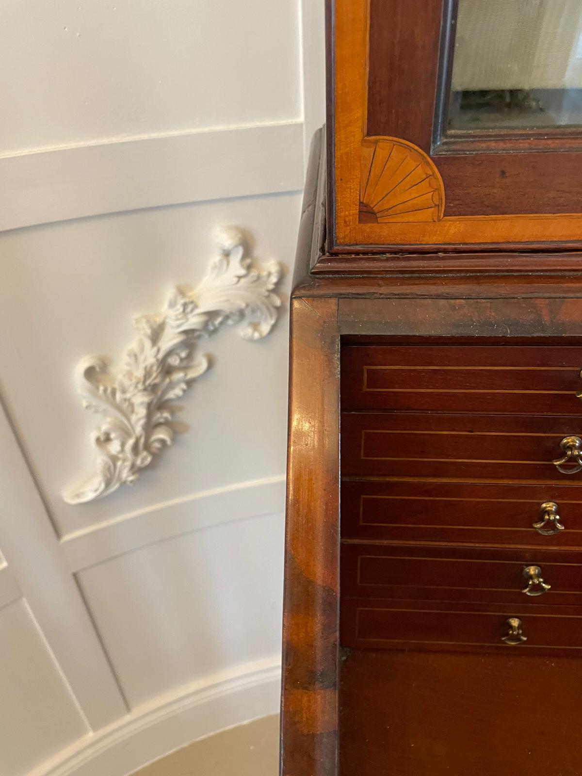 Outstanding Quality Antique George III Mahogany Inlaid Bureau Bookcase For Sale 2