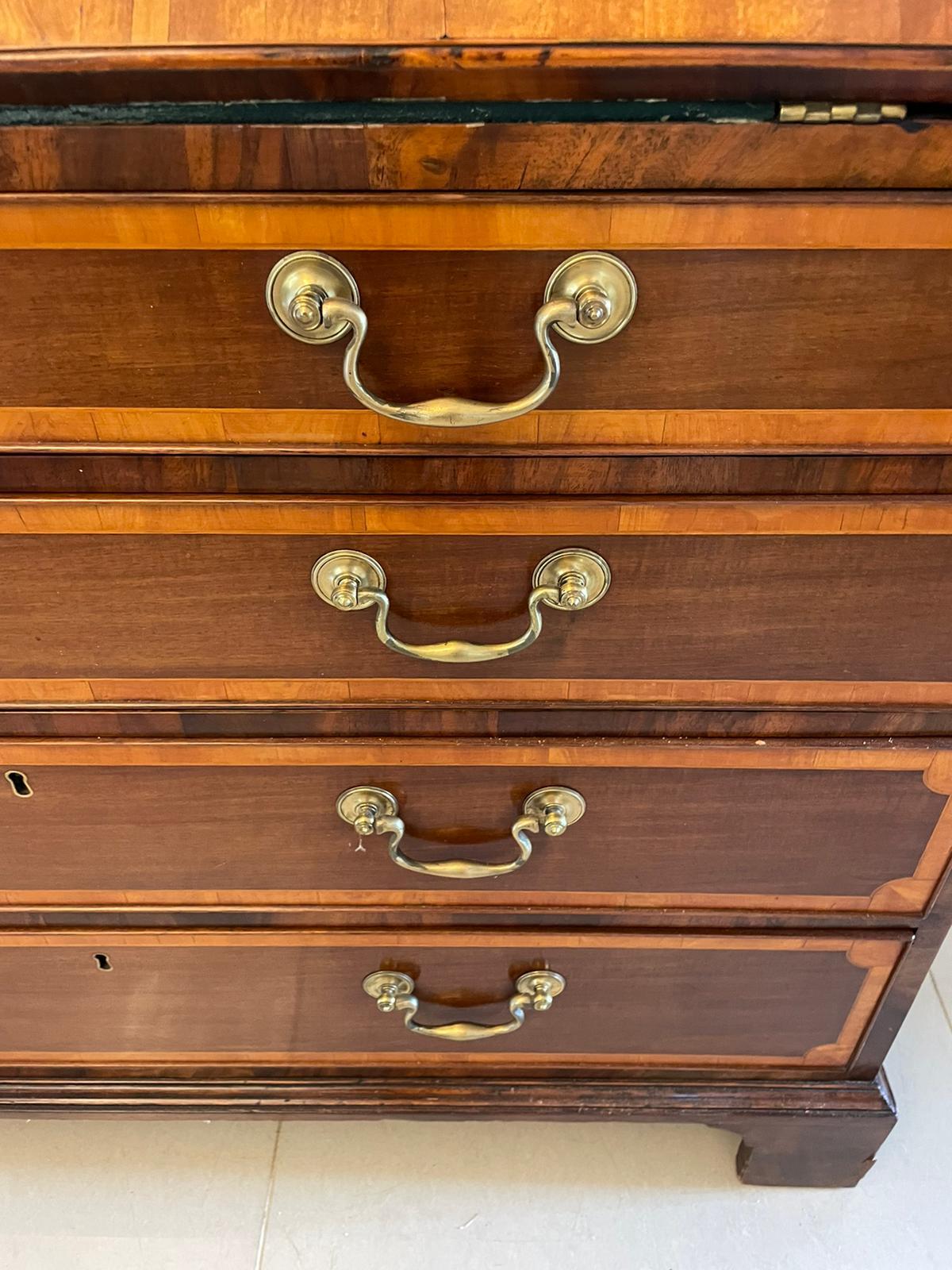 Outstanding Quality Antique George III Mahogany Inlaid Bureau Bookcase For Sale 3