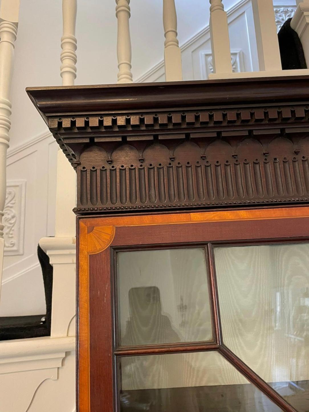 Outstanding Quality Antique George III Mahogany Inlaid Bureau Bookcase For Sale 5