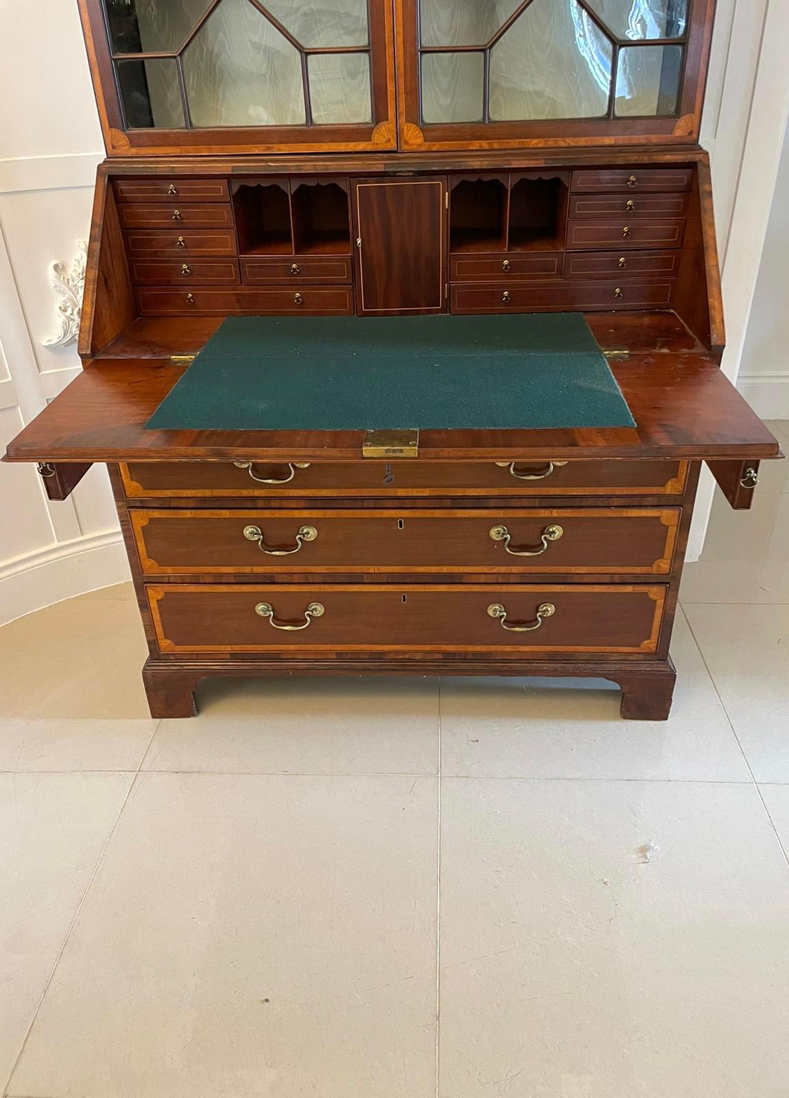Outstanding Quality Antique George III Mahogany Inlaid Bureau Bookcase For Sale 7