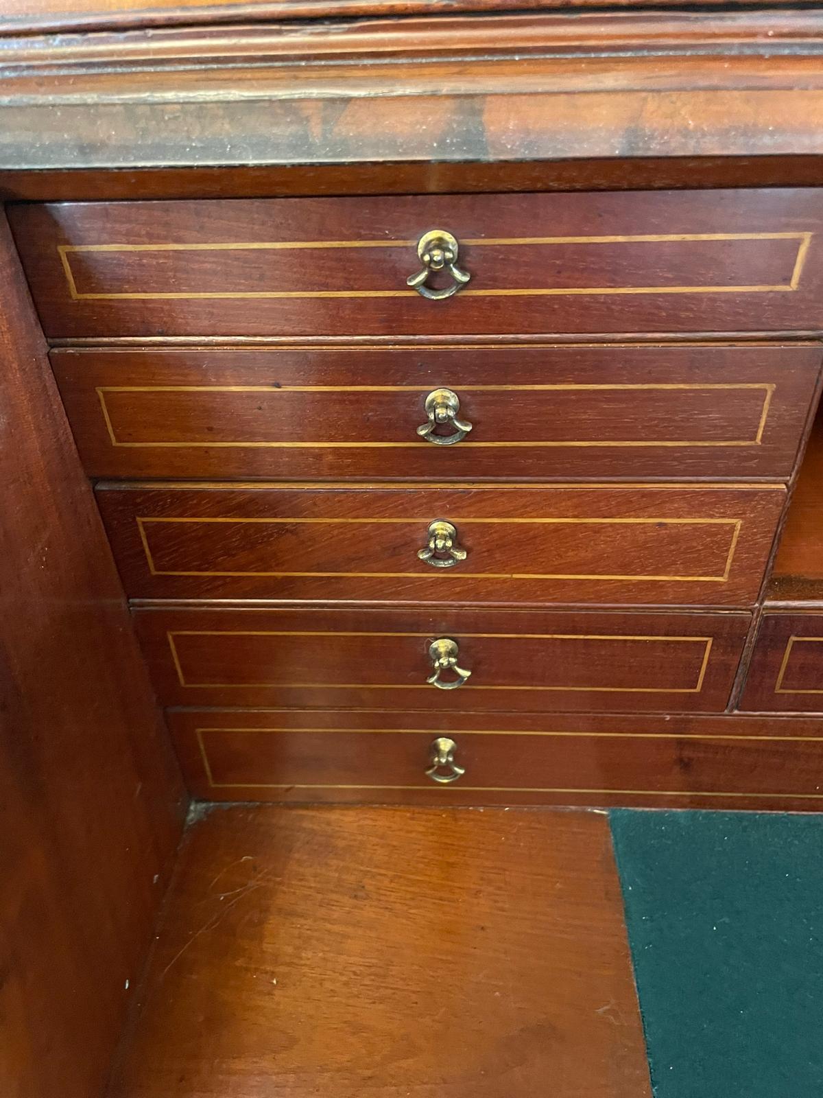 19th Century Outstanding Quality Antique George III Mahogany Inlaid Bureau Bookcase For Sale