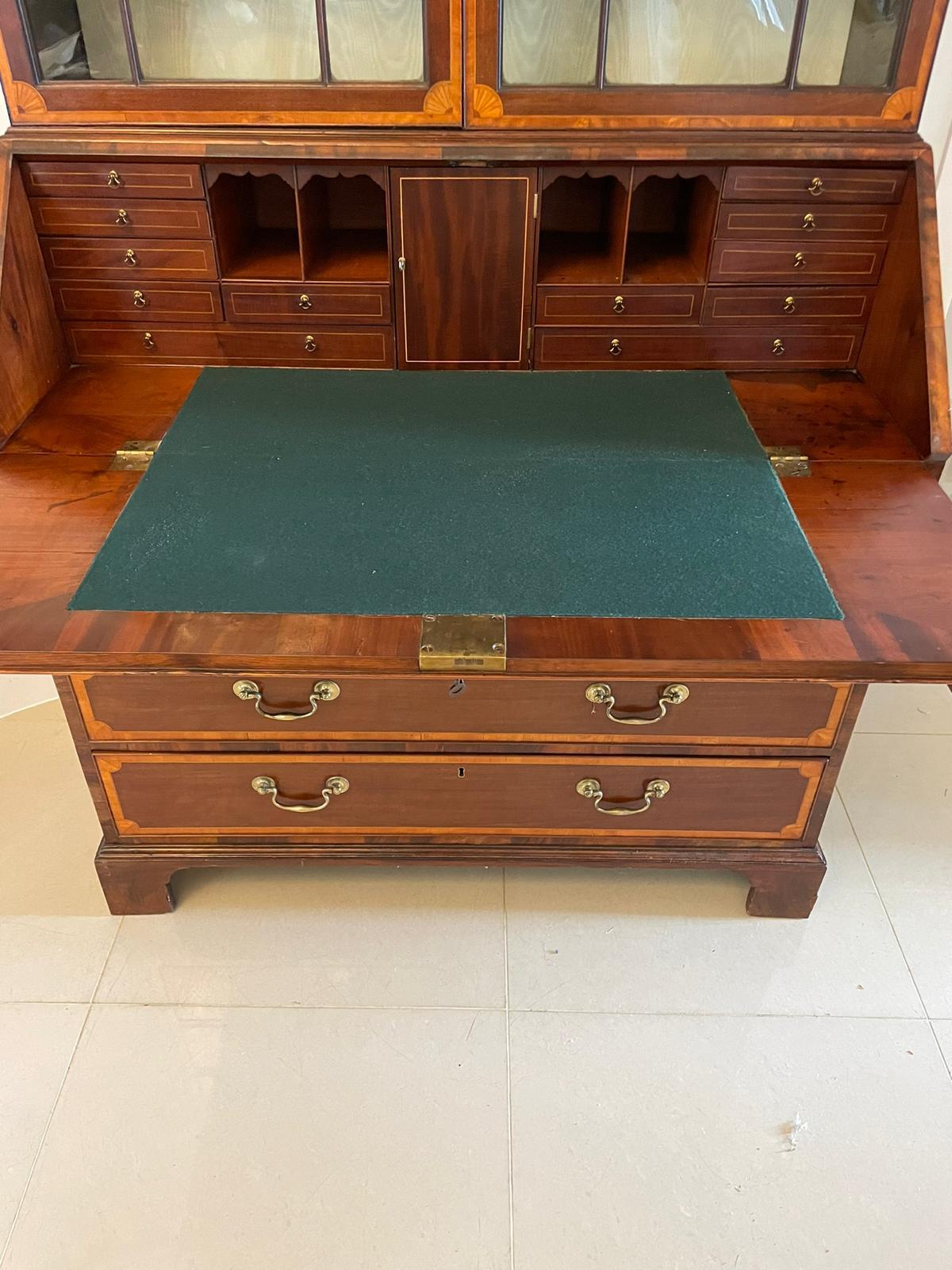 Other Outstanding Quality Antique George III Mahogany Inlaid Bureau Bookcase For Sale