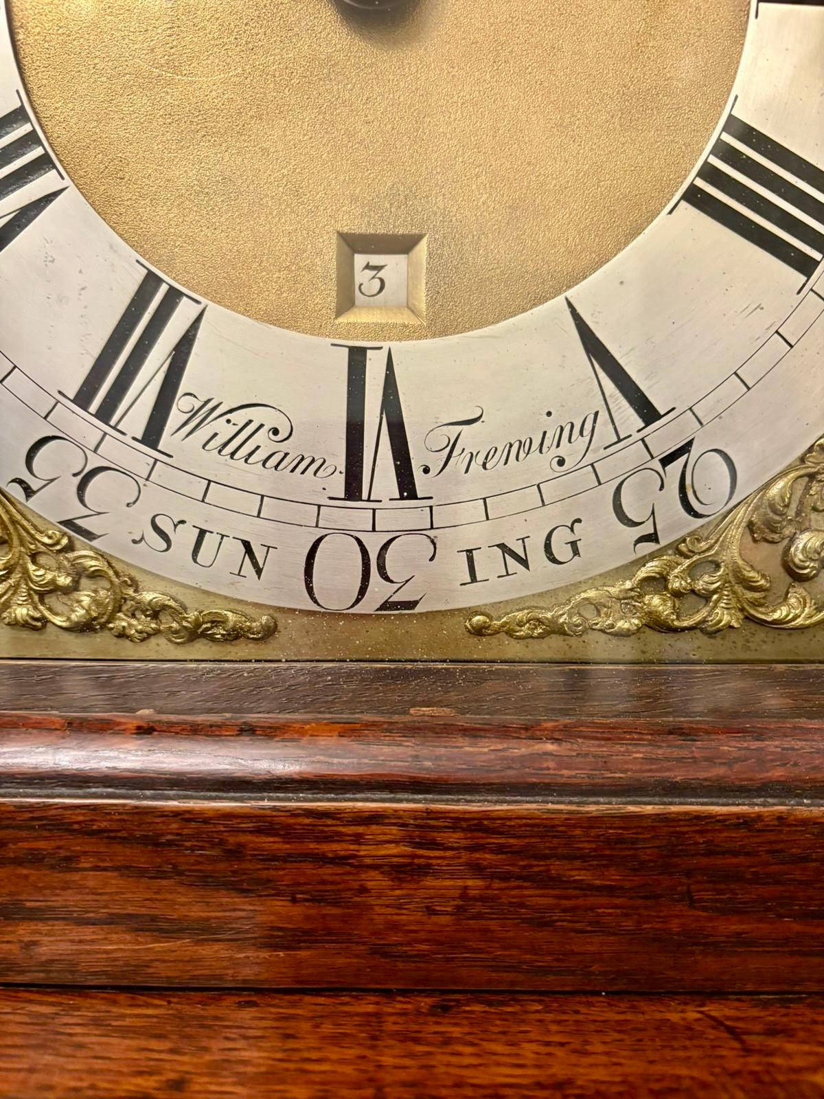 18th Century and Earlier Outstanding Quality Antique George III Oak & Burr Oak Brass Face Longcase Clock For Sale
