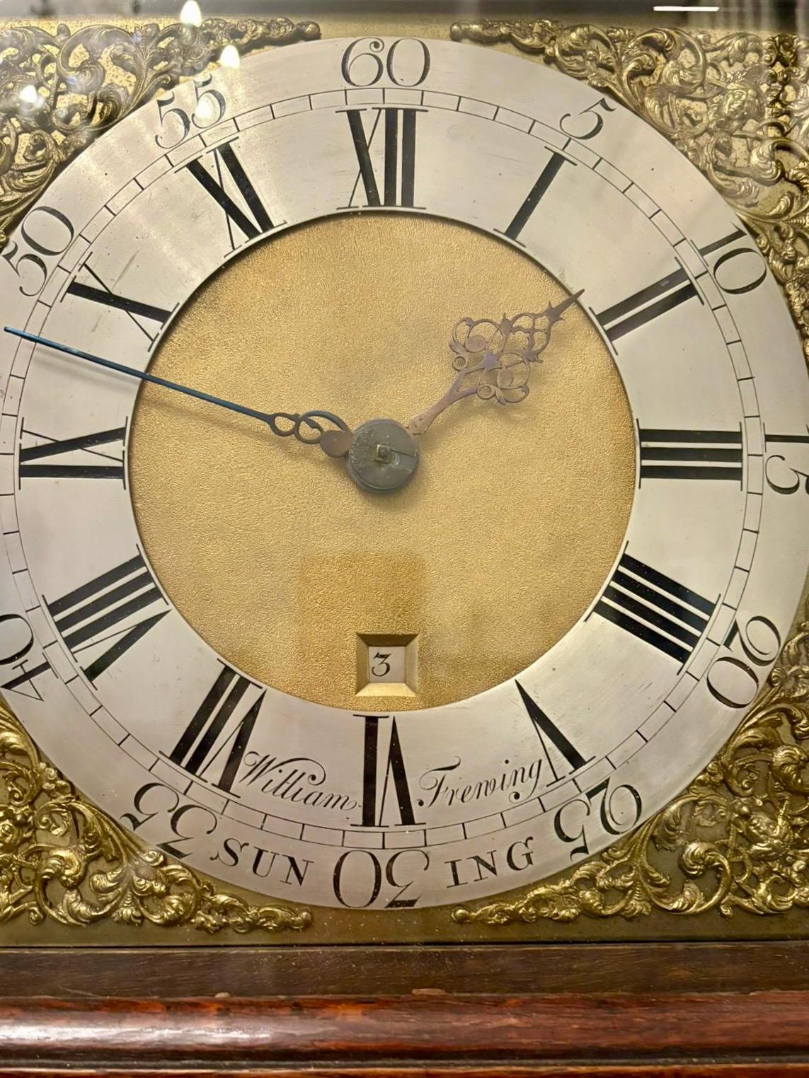 Outstanding Quality Antique George III Oak & Burr Oak Brass Face Longcase Clock For Sale 2