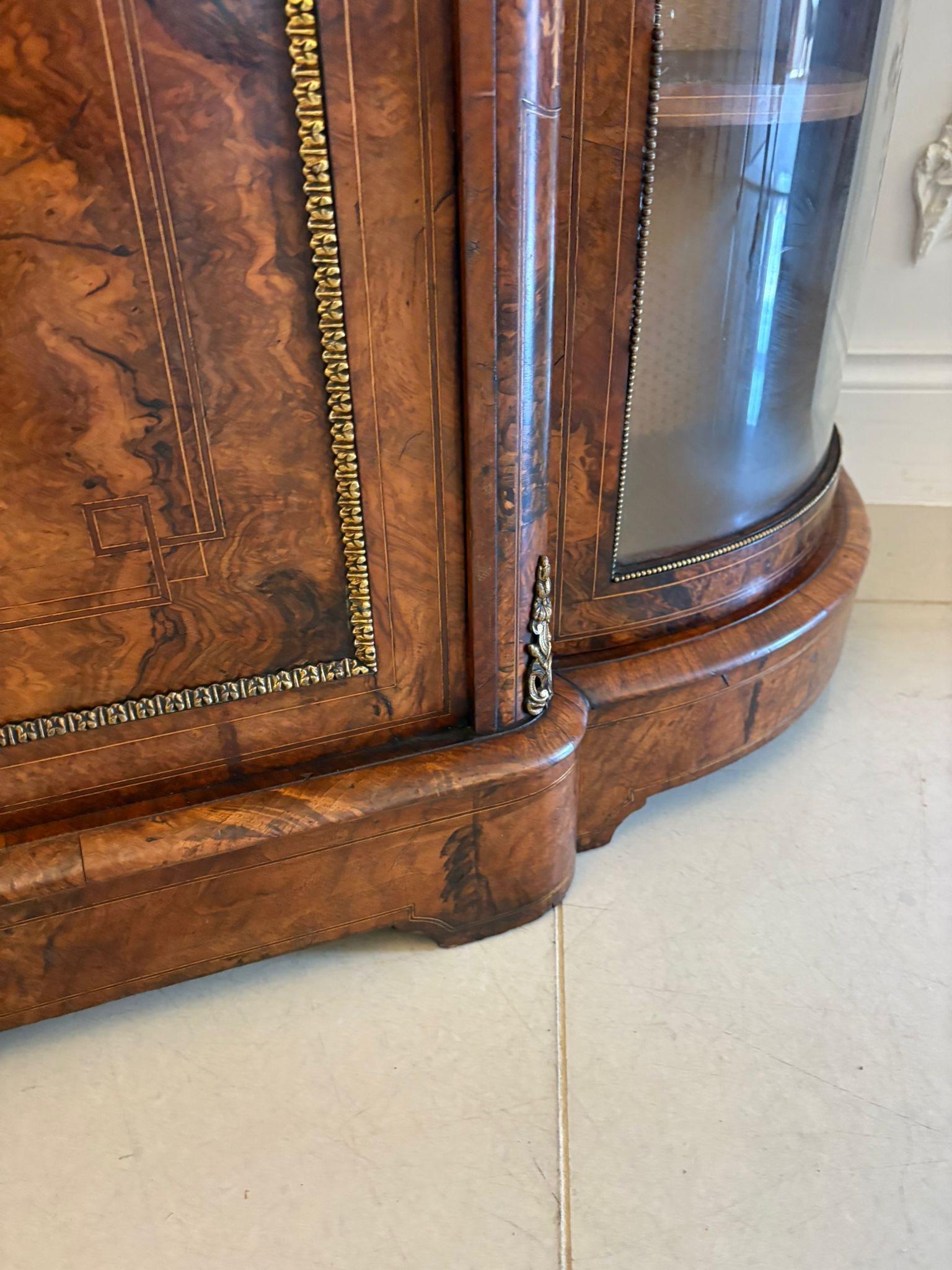 Victorian Outstanding Quality Antique Inlaid Burr Walnut Porcelain Mounted Credenza For Sale