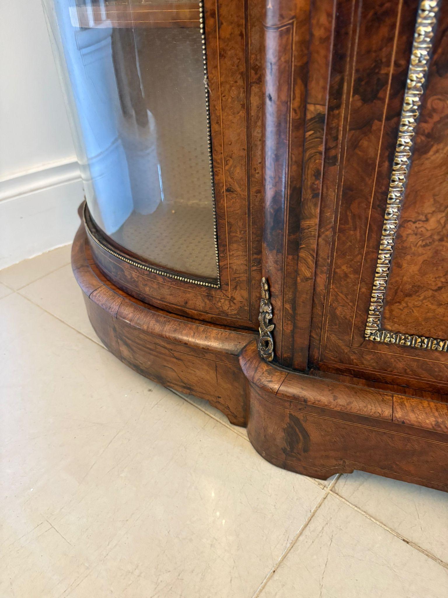 Inlay Outstanding Quality Antique Inlaid Burr Walnut Porcelain Mounted Credenza For Sale