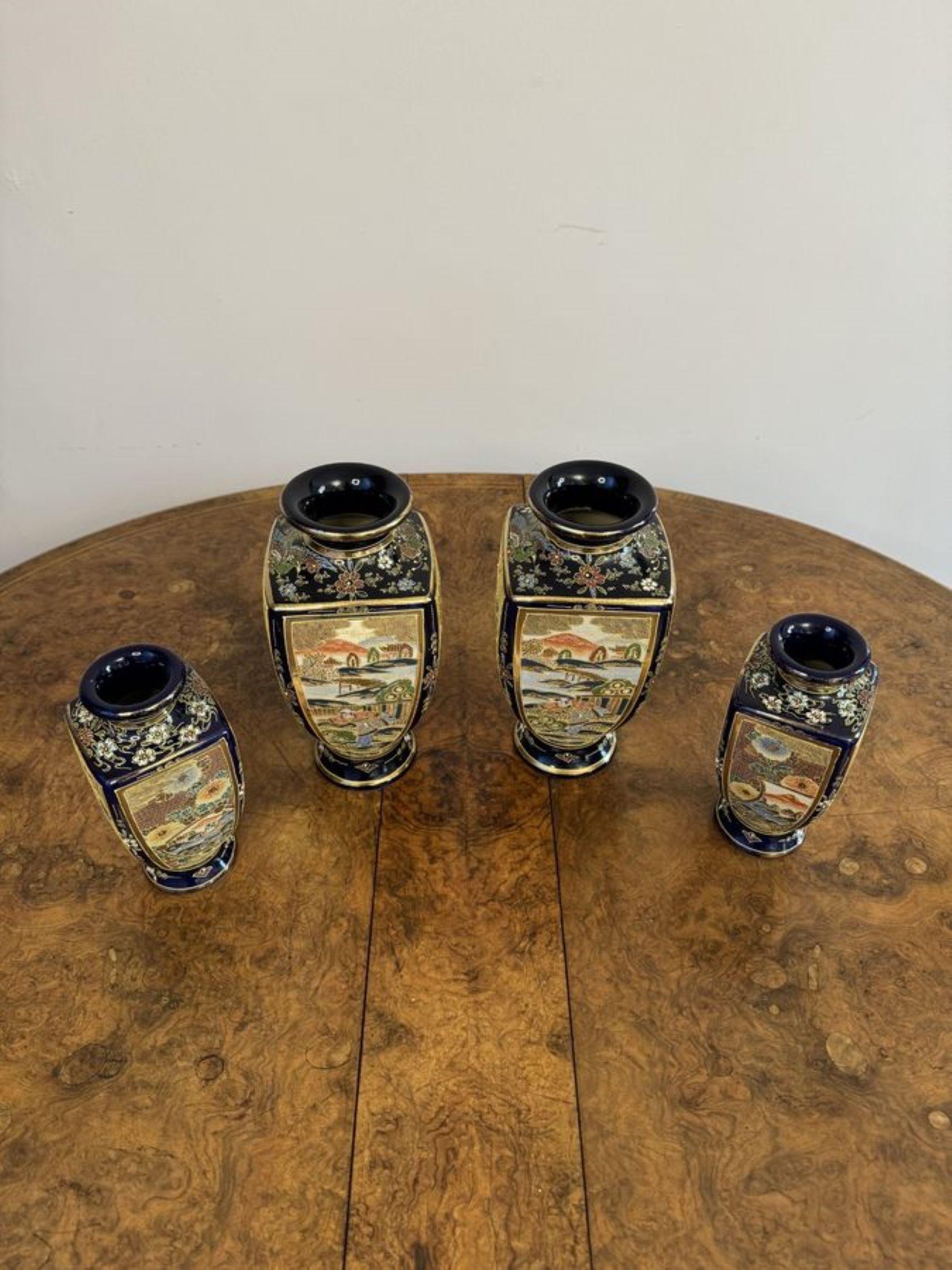 garnitures de vases japonaises anciens de satsuma de qualité exceptionnelle Bon état - En vente à Ipswich, GB