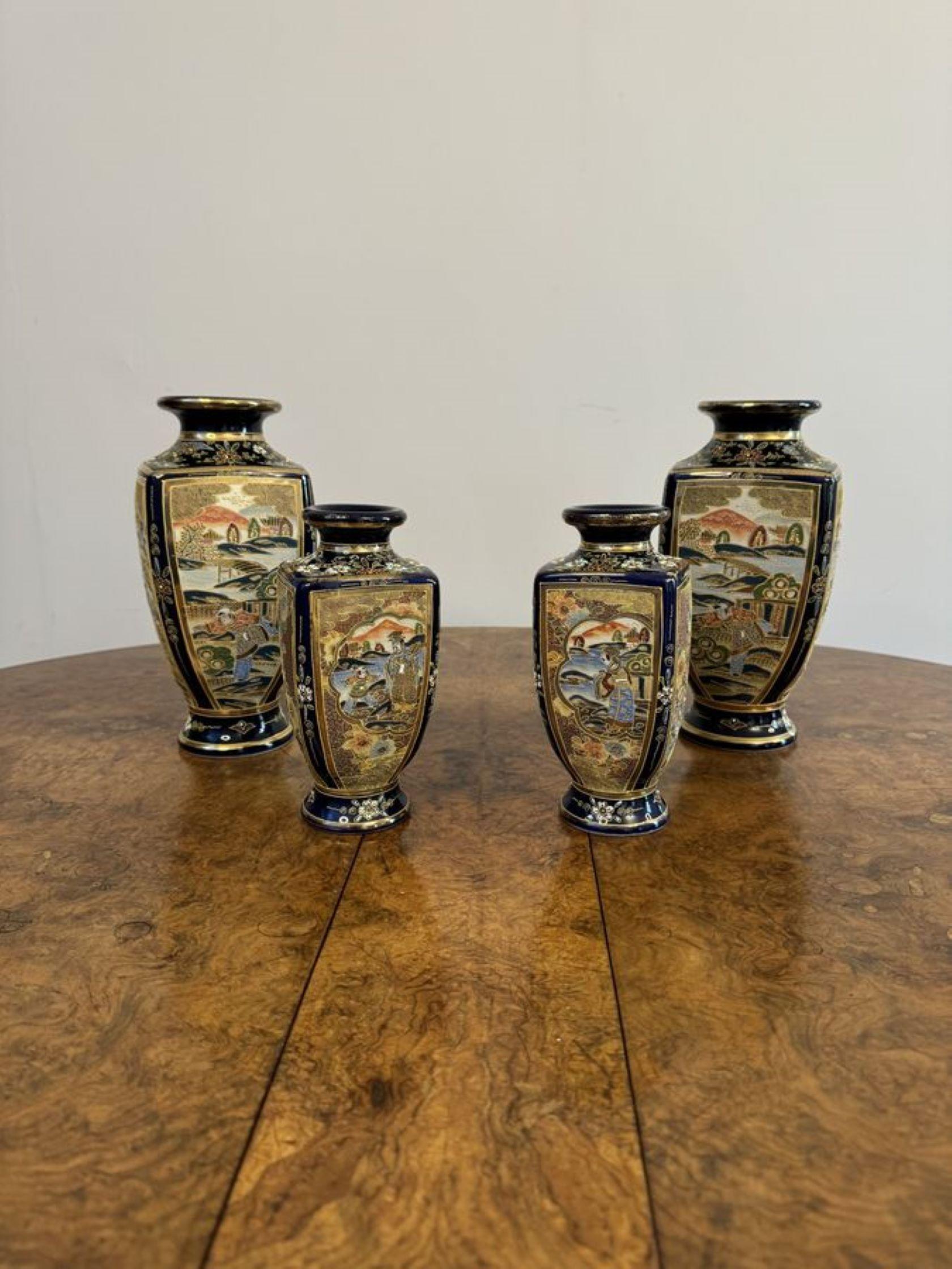 Ceramic Outstanding quality antique Japanese satsuma vase garniture  For Sale
