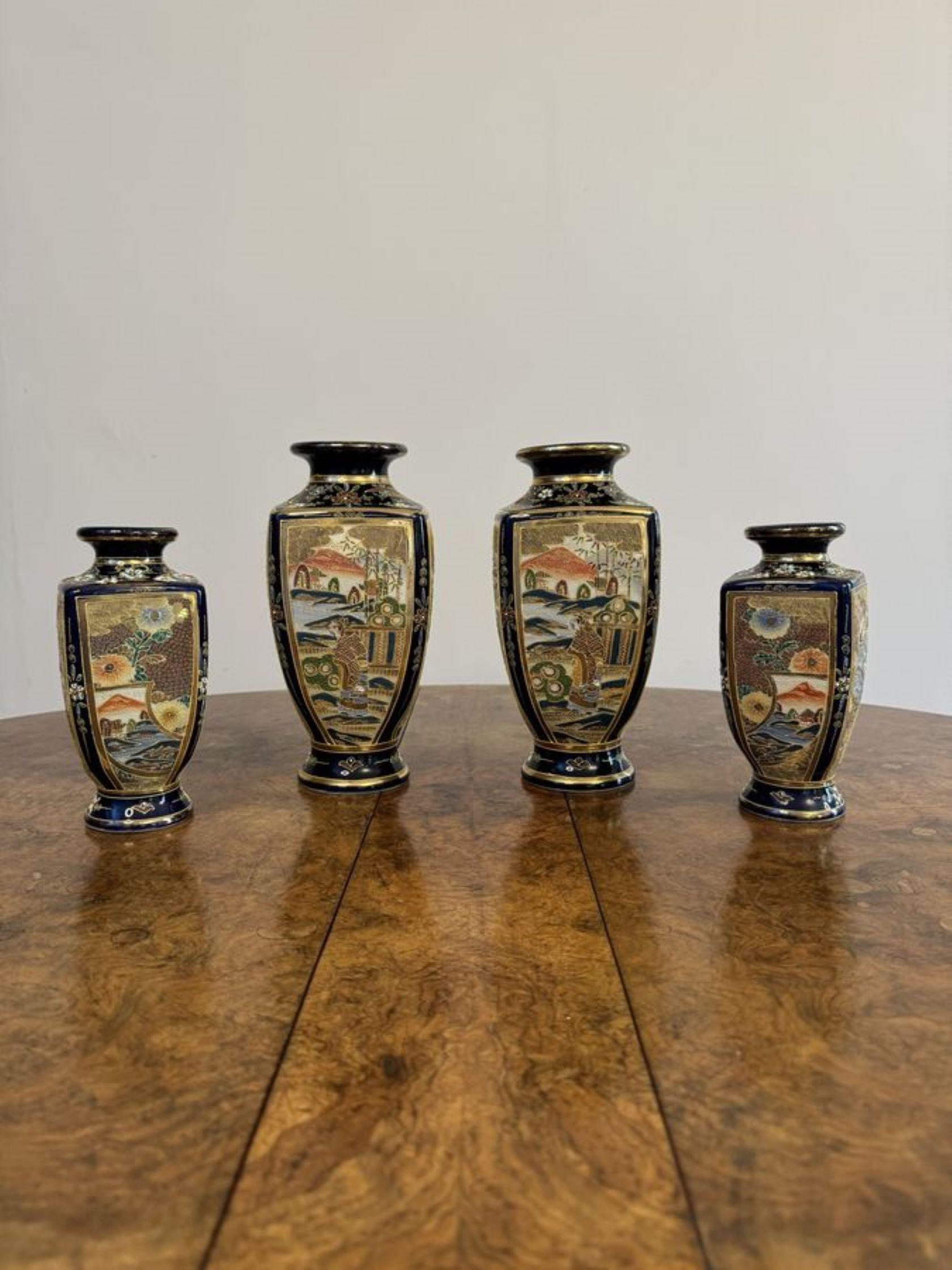 garnitures de vases japonaises anciens de satsuma de qualité exceptionnelle en vente 3
