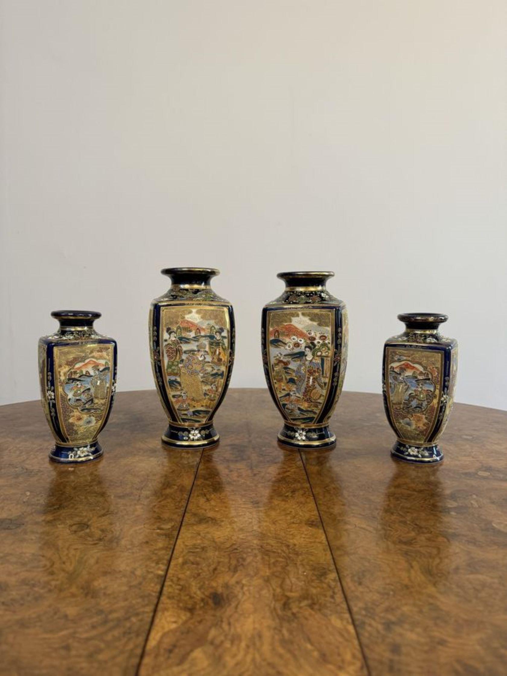 garnitures de vases japonaises anciens de satsuma de qualité exceptionnelle en vente 4