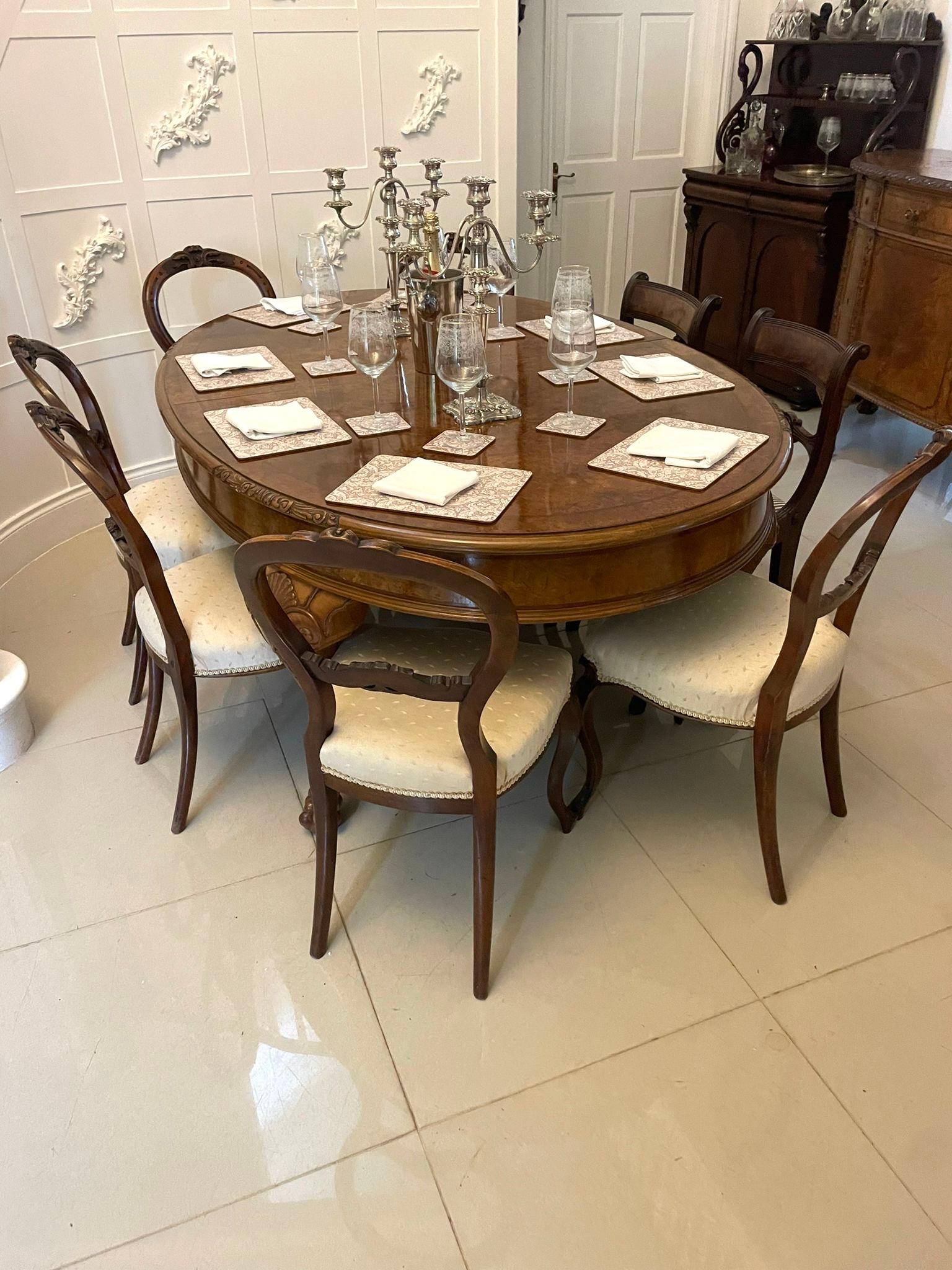 Outstanding Quality Antique Oval Burr Walnut 8 Seater Dining Table 2