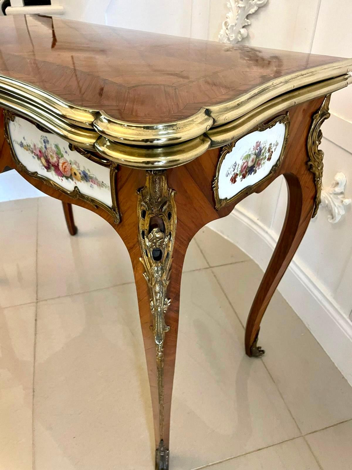 Outstanding Antique Porcelain and Ormolu Mounted Kingwood Card/Side Table For Sale 8