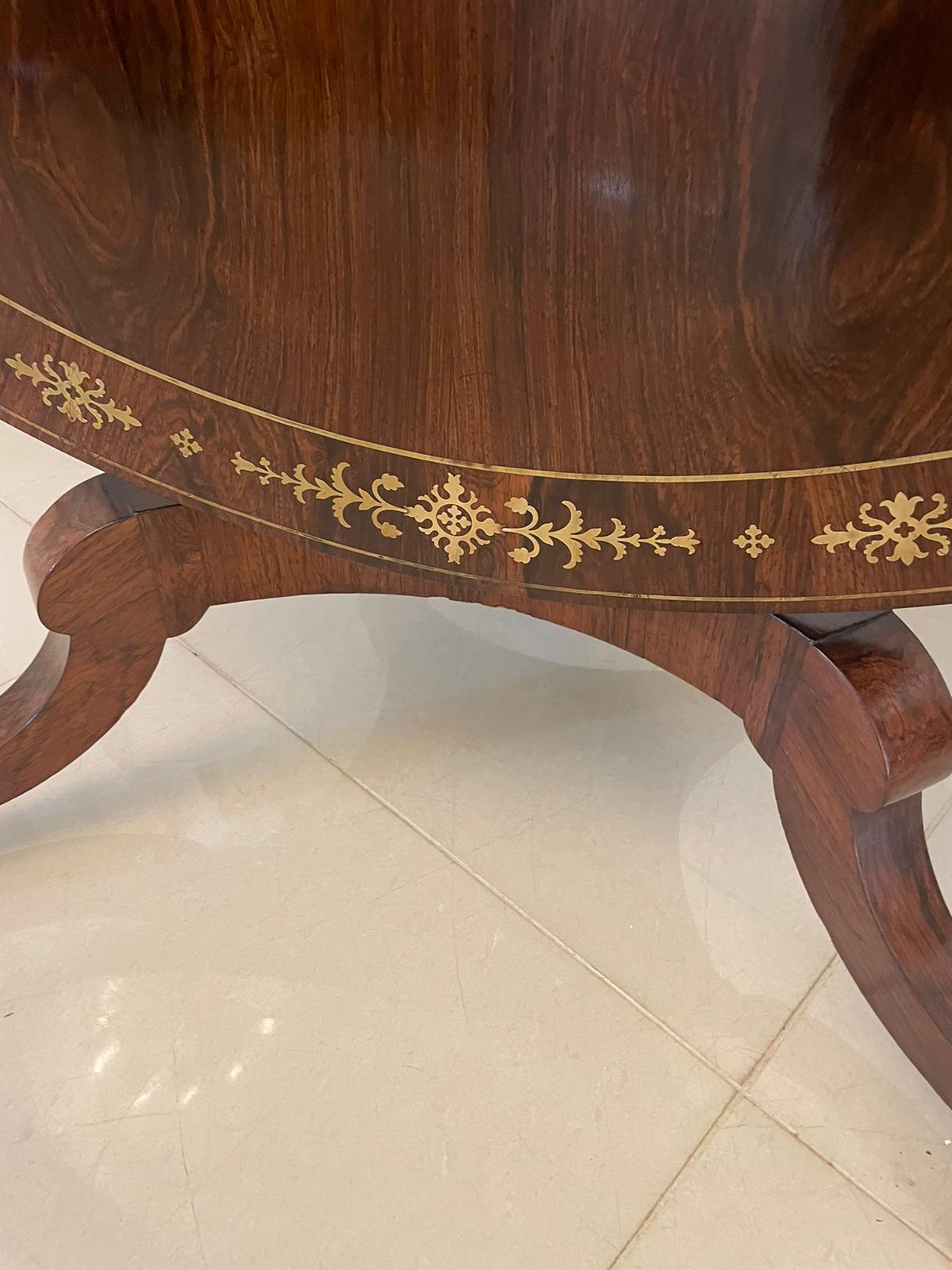 Outstanding Quality Antique Regency Brass Inlaid Rosewood Centre/Dining Table  3
