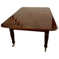 Outstanding Quality Antique Regency Figured Mahogany Extending Dining Table