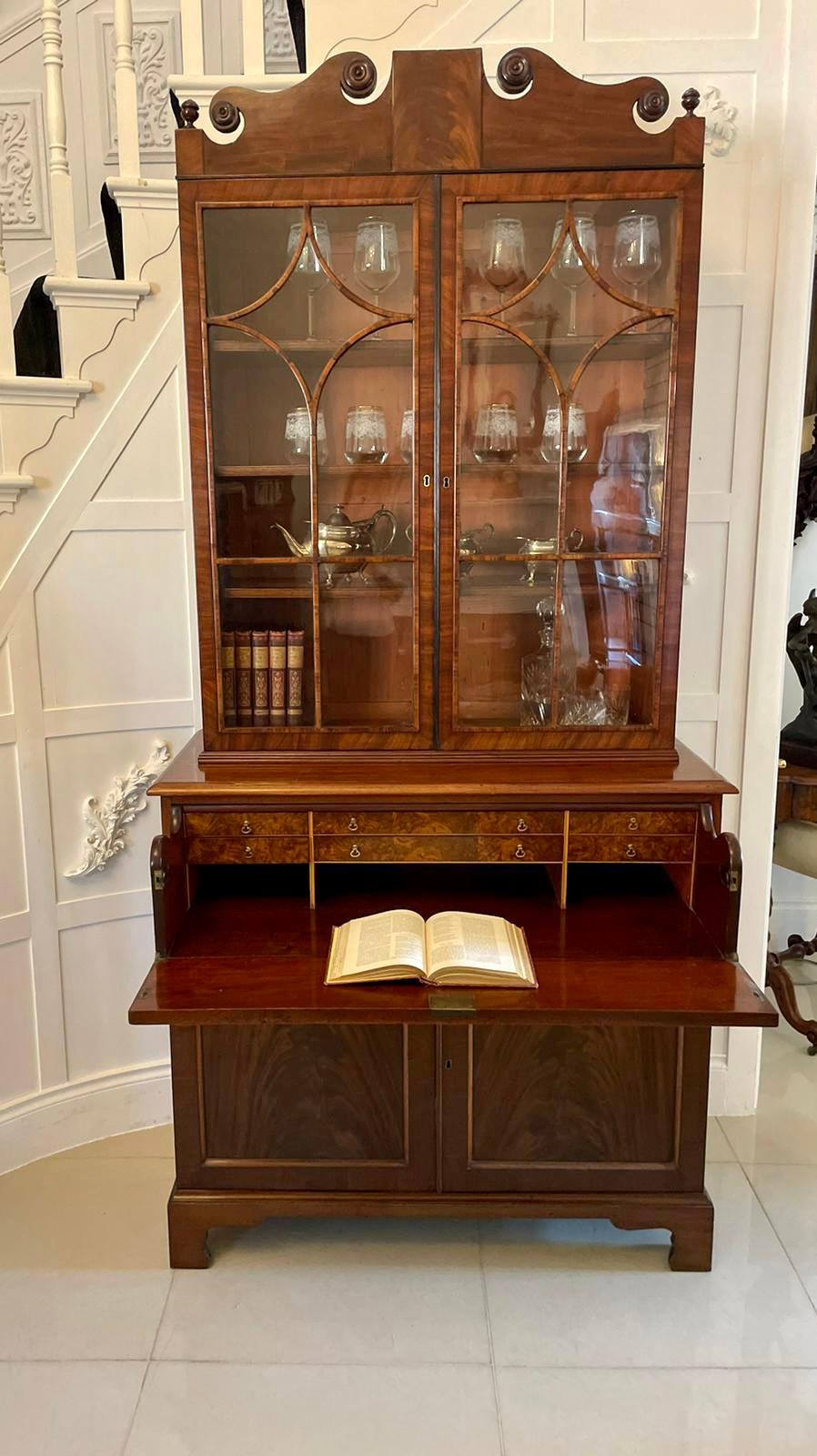 Outstanding Quality Antique Regency Mahogany Secretaire Bookcase  For Sale 5