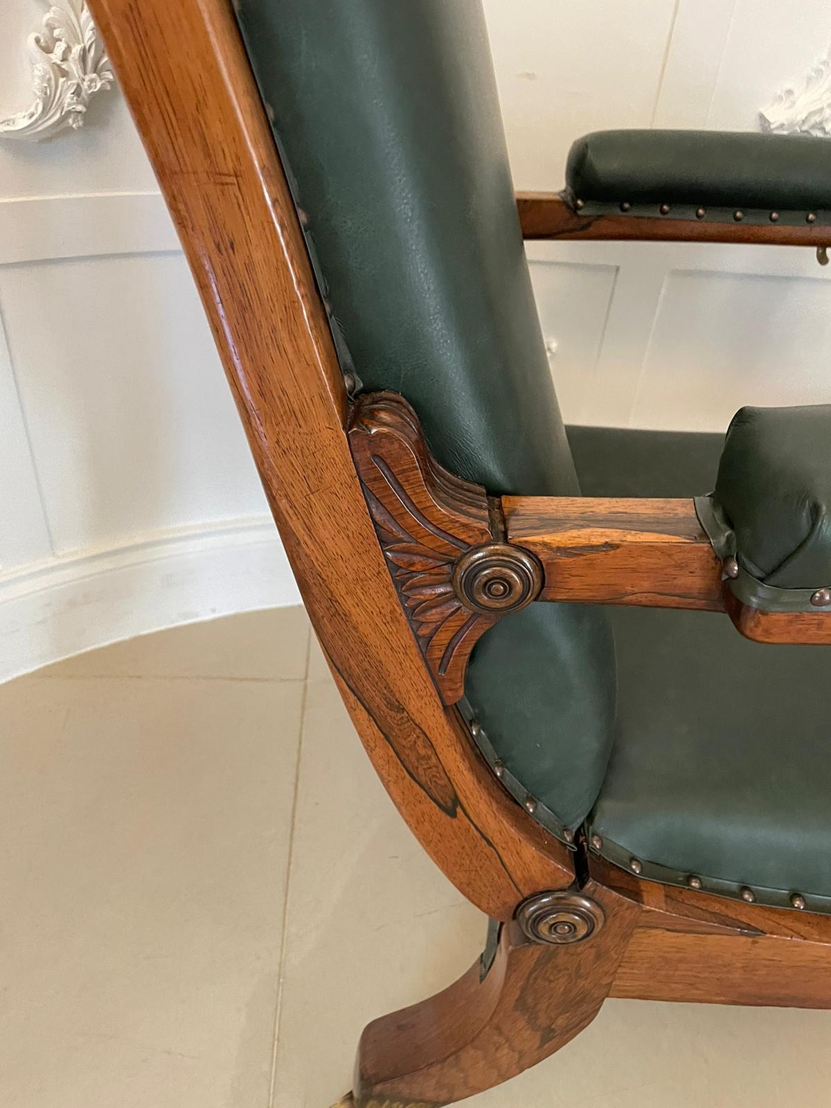 Outstanding Quality Antique Regency Quality Rosewood Reclining Armchair For Sale 2