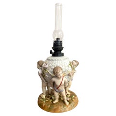 Outstanding quality antique Sitzendorf porcelain oil lamp