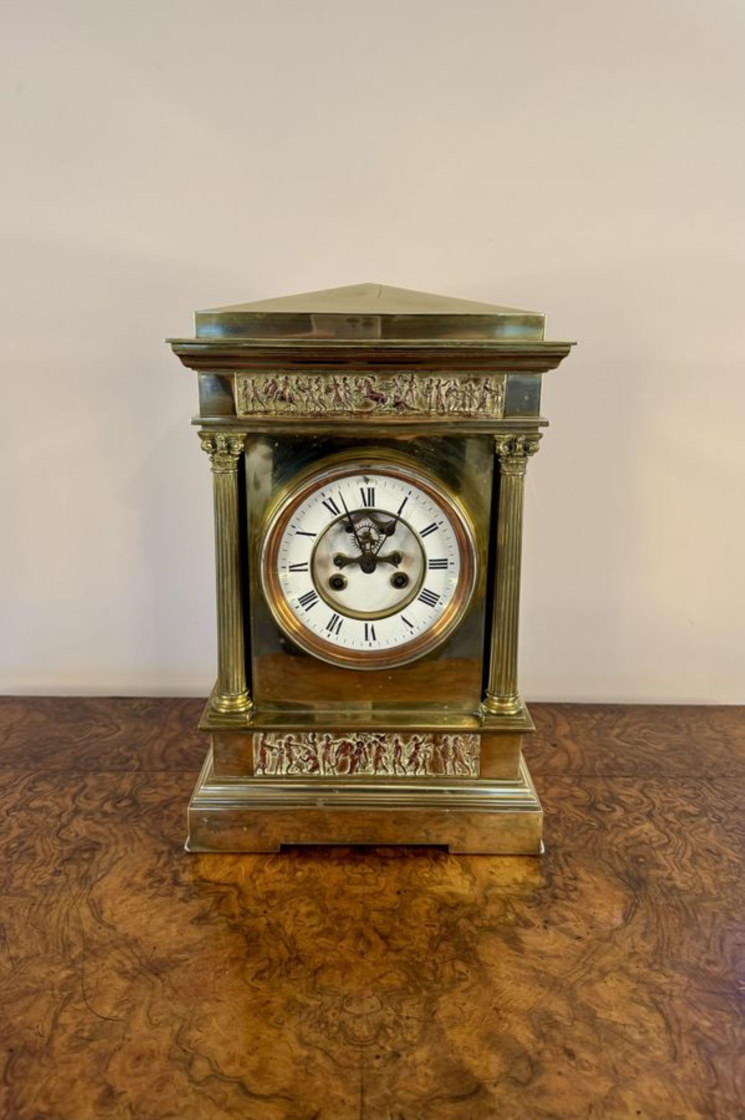 Hervorragende Qualität antiken viktorianischen Messing Französisch Mantel Uhr im Angebot 6