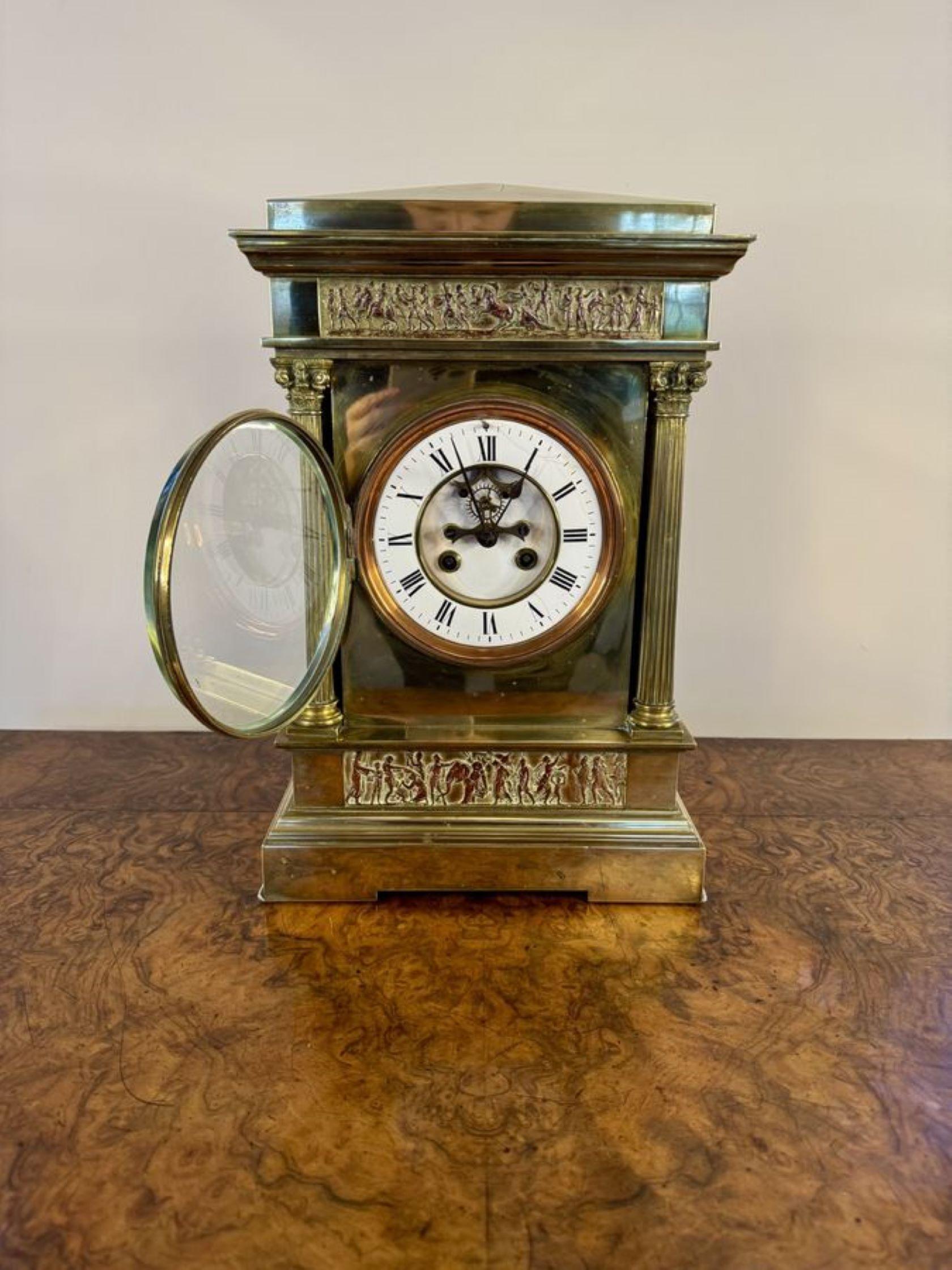 Hervorragende Qualität antiken viktorianischen Messing Französisch Mantel Uhr im Zustand „Gut“ im Angebot in Ipswich, GB