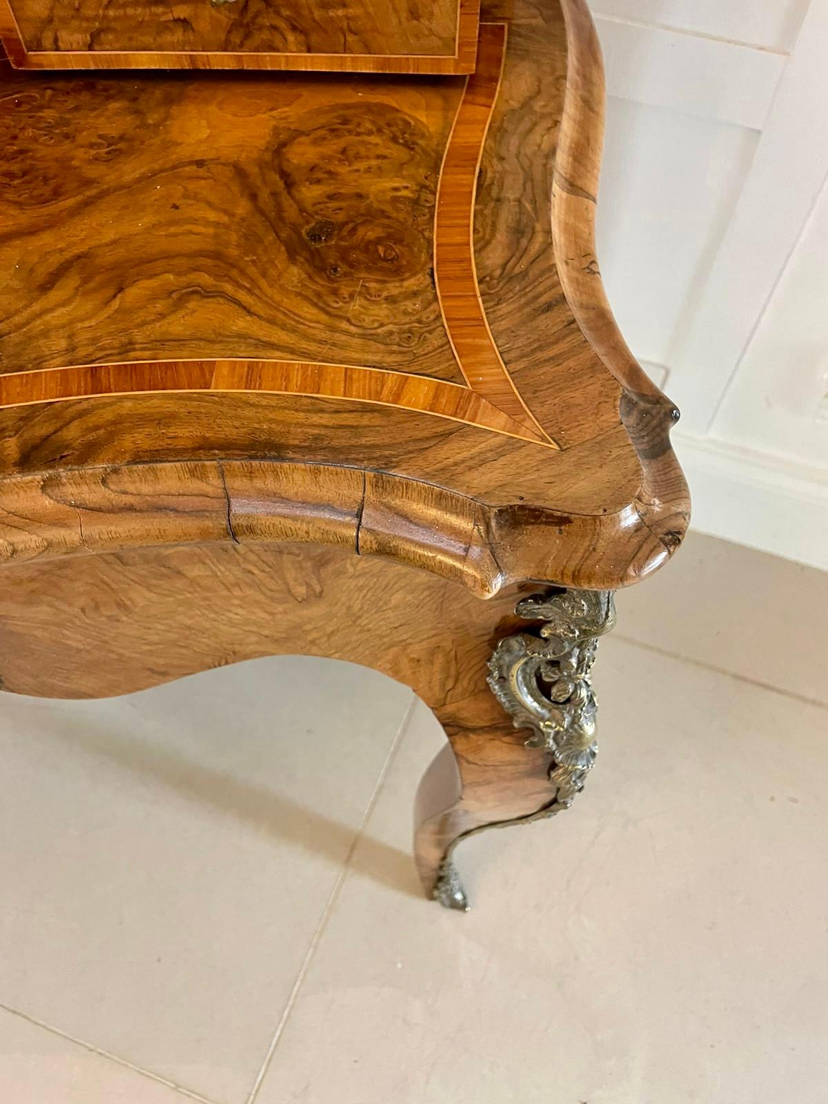 Outstanding Quality Antique Victorian Burr Walnut Bonheur De Jour Writing Desk For Sale 7