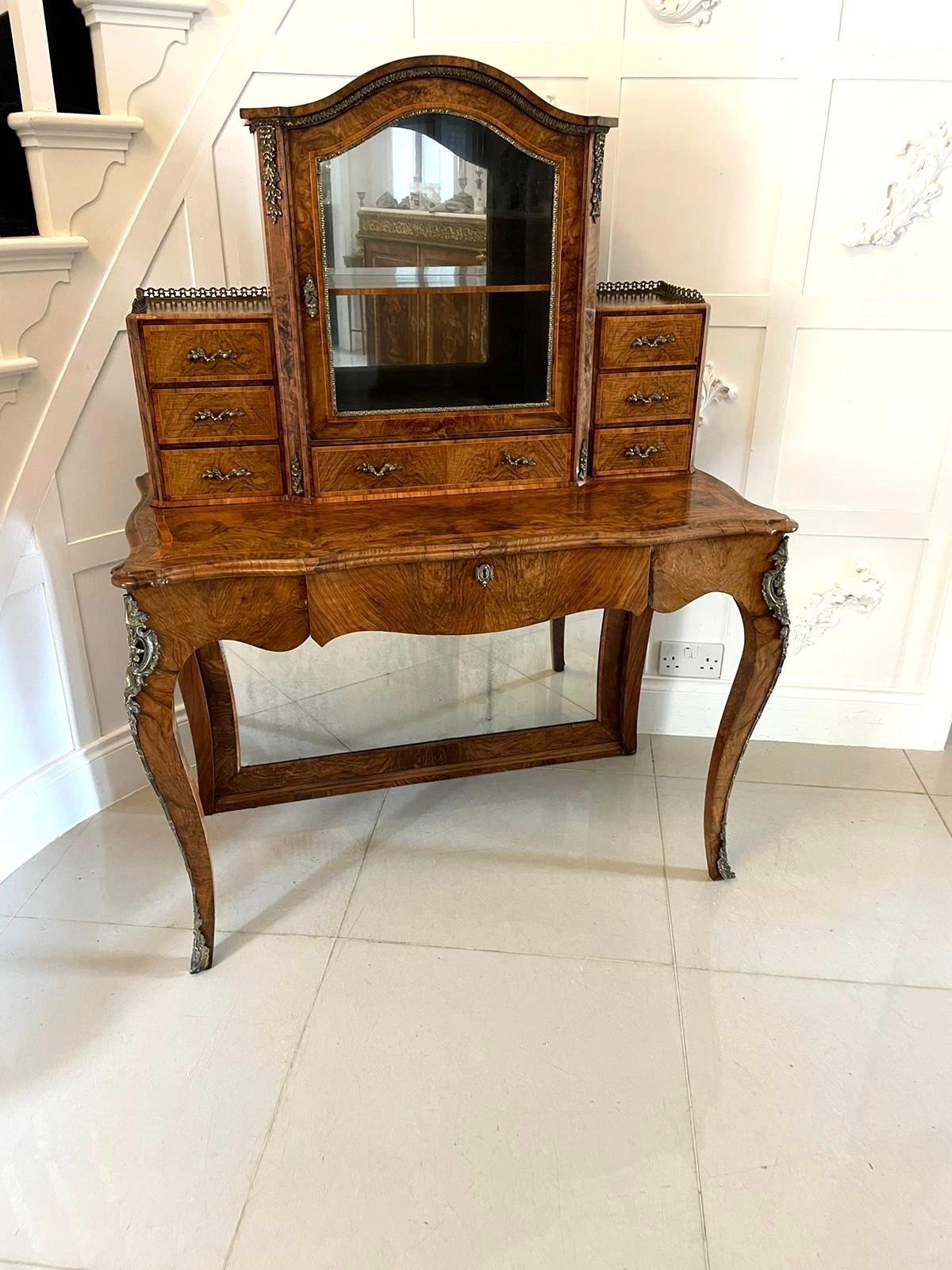Outstanding Quality Antique Victorian Burr Walnut Bonheur De Jour Writing Desk For Sale 9