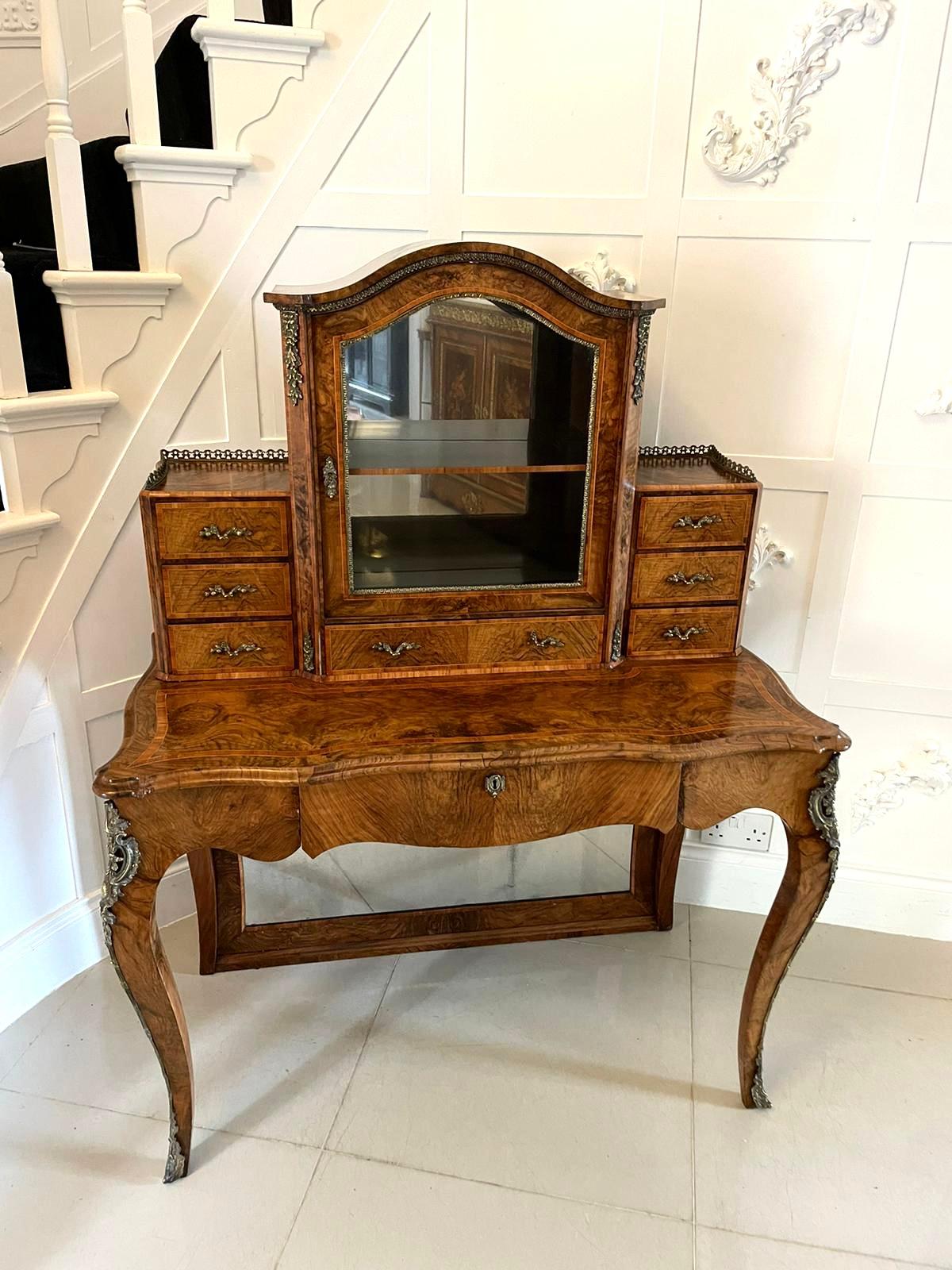 Outstanding Quality Antique Victorian Burr Walnut Bonheur De Jour Writing Desk In Good Condition For Sale In Suffolk, GB