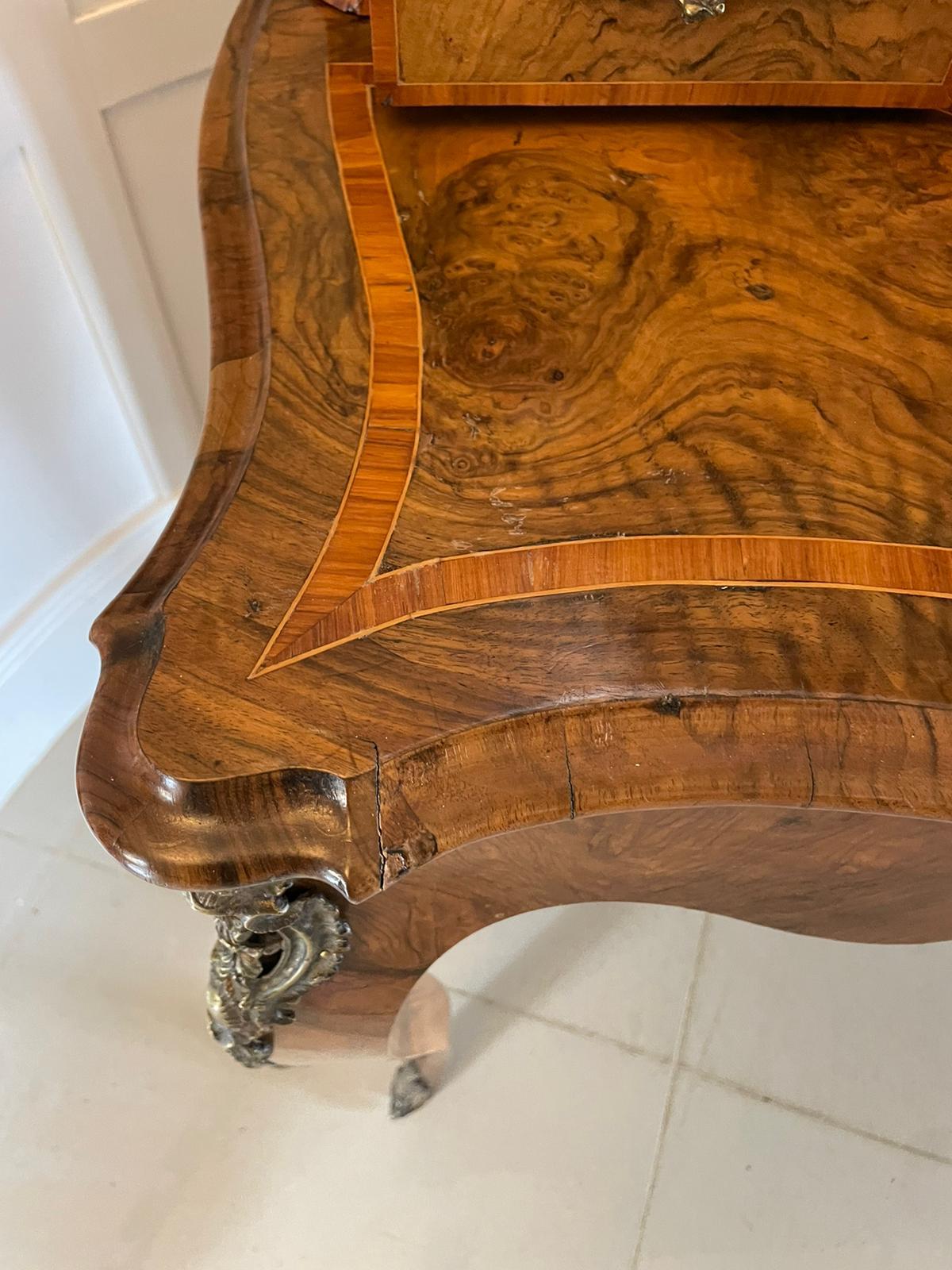 19th Century Outstanding Quality Antique Victorian Burr Walnut Bonheur De Jour Writing Desk For Sale