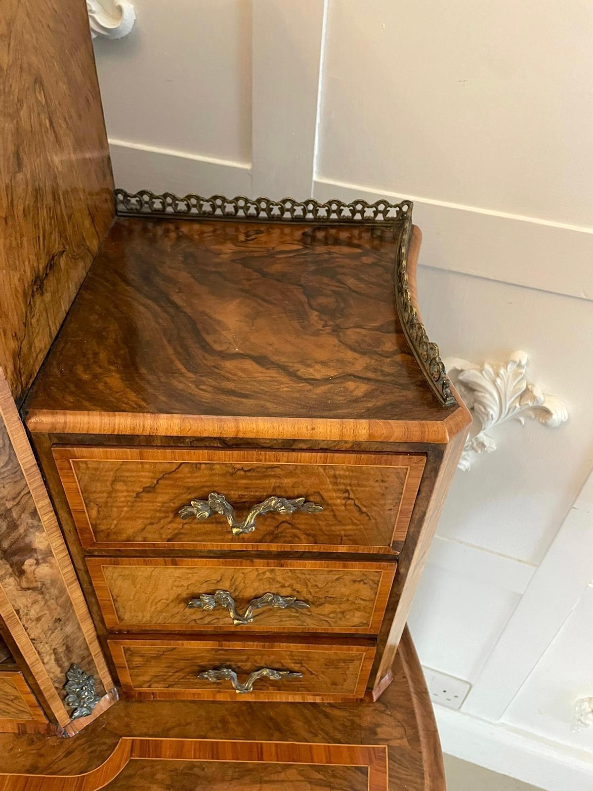 Outstanding Quality Antique Victorian Burr Walnut Bonheur De Jour Writing Desk For Sale 2