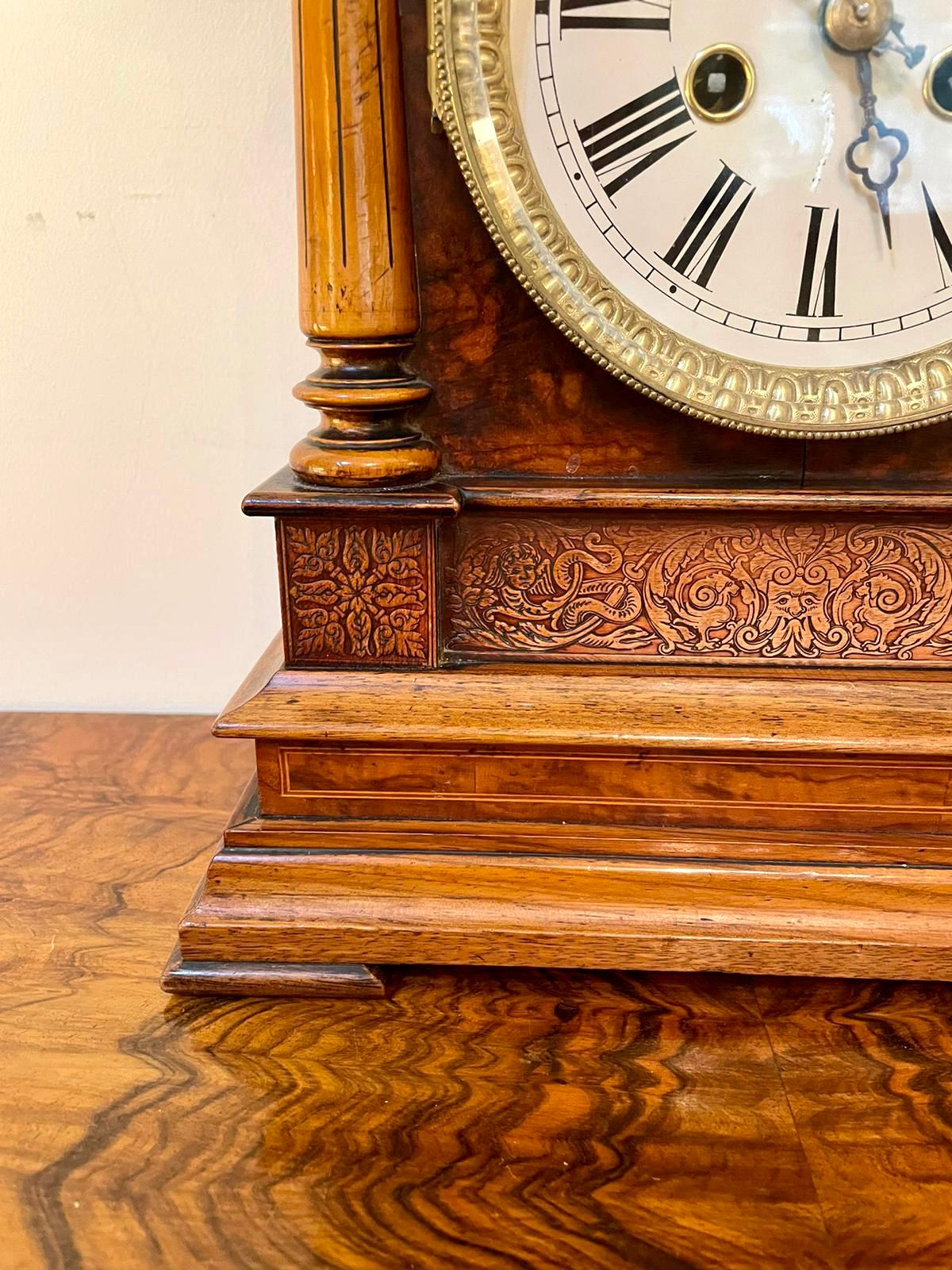 Outstanding Quality Antique Victorian Burr Walnut Bracket Clock 5