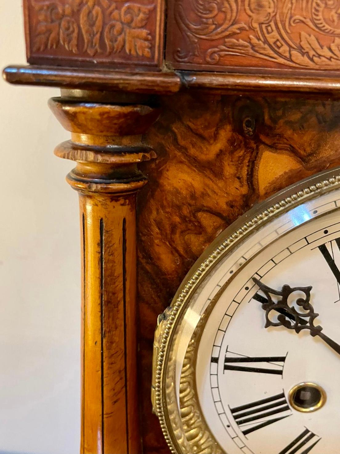 Outstanding Quality Antique Victorian Burr Walnut Bracket Clock 2