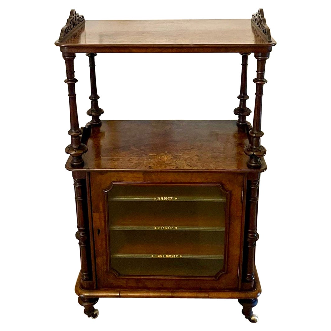 Eccezionale qualità dell
antico gabinetto musicale vittoriano in radica di noce Canterbury