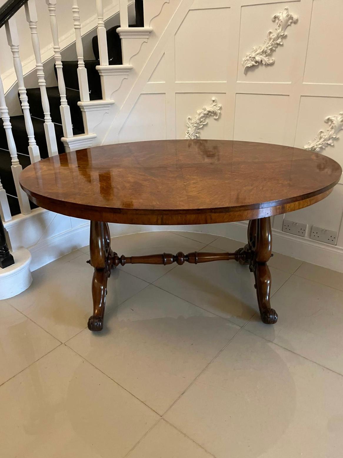English Outstanding Quality Antique Victorian Burr Walnut Centre / Dining Table  For Sale