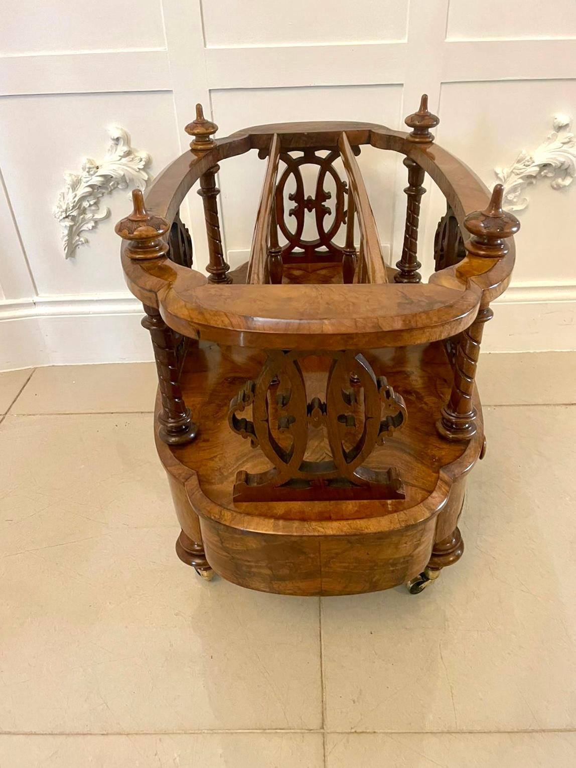 Outstanding Quality Antique Victorian Burr Walnut Freestanding Canterbury  For Sale 1