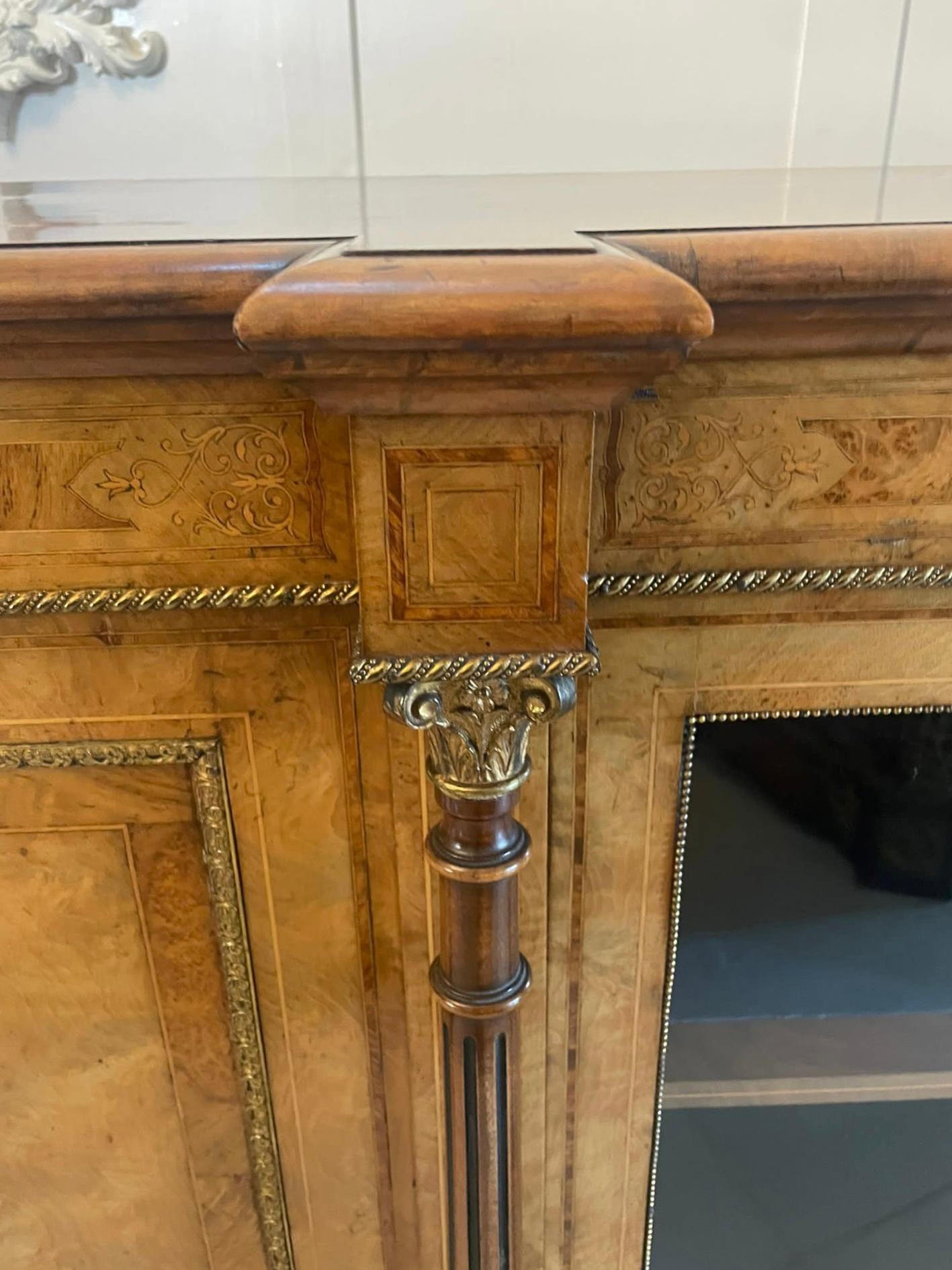 Outstanding Quality Antique Victorian Burr Walnut Inlaid Credenza/Sideboard For Sale 7