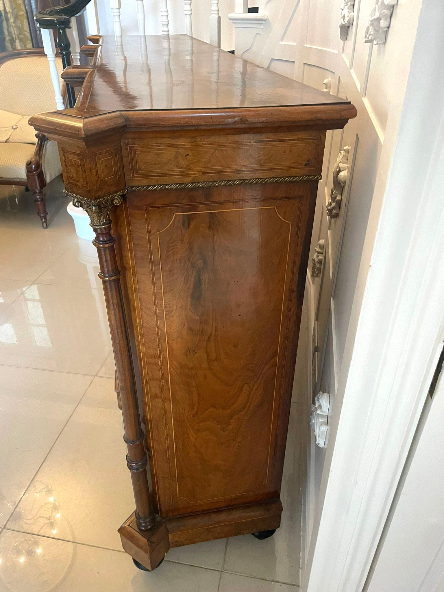 Outstanding Quality Antique Victorian Burr Walnut Inlaid Credenza/Sideboard For Sale 11