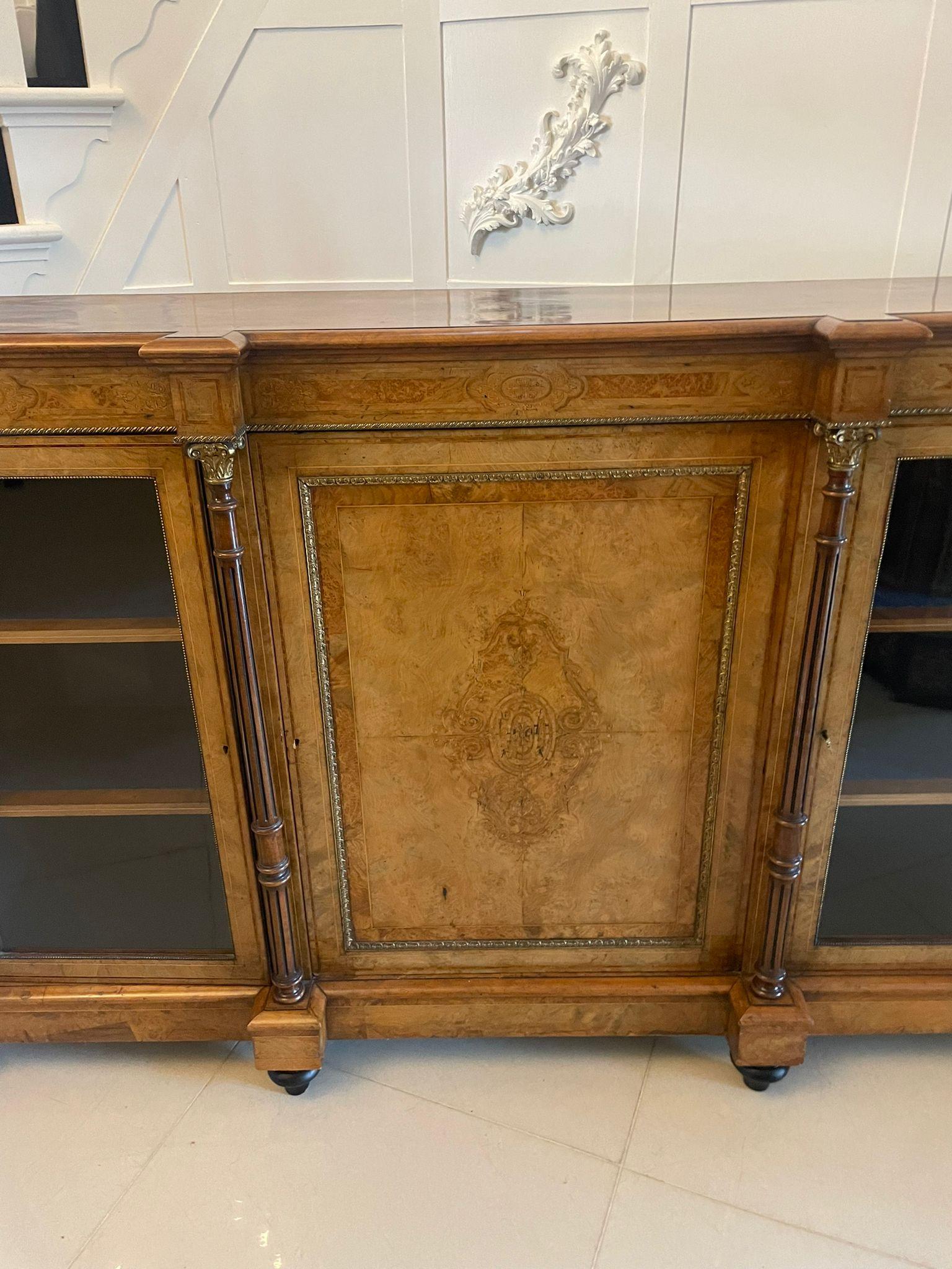 Inlay Outstanding Quality Antique Victorian Burr Walnut Inlaid Credenza/Sideboard For Sale