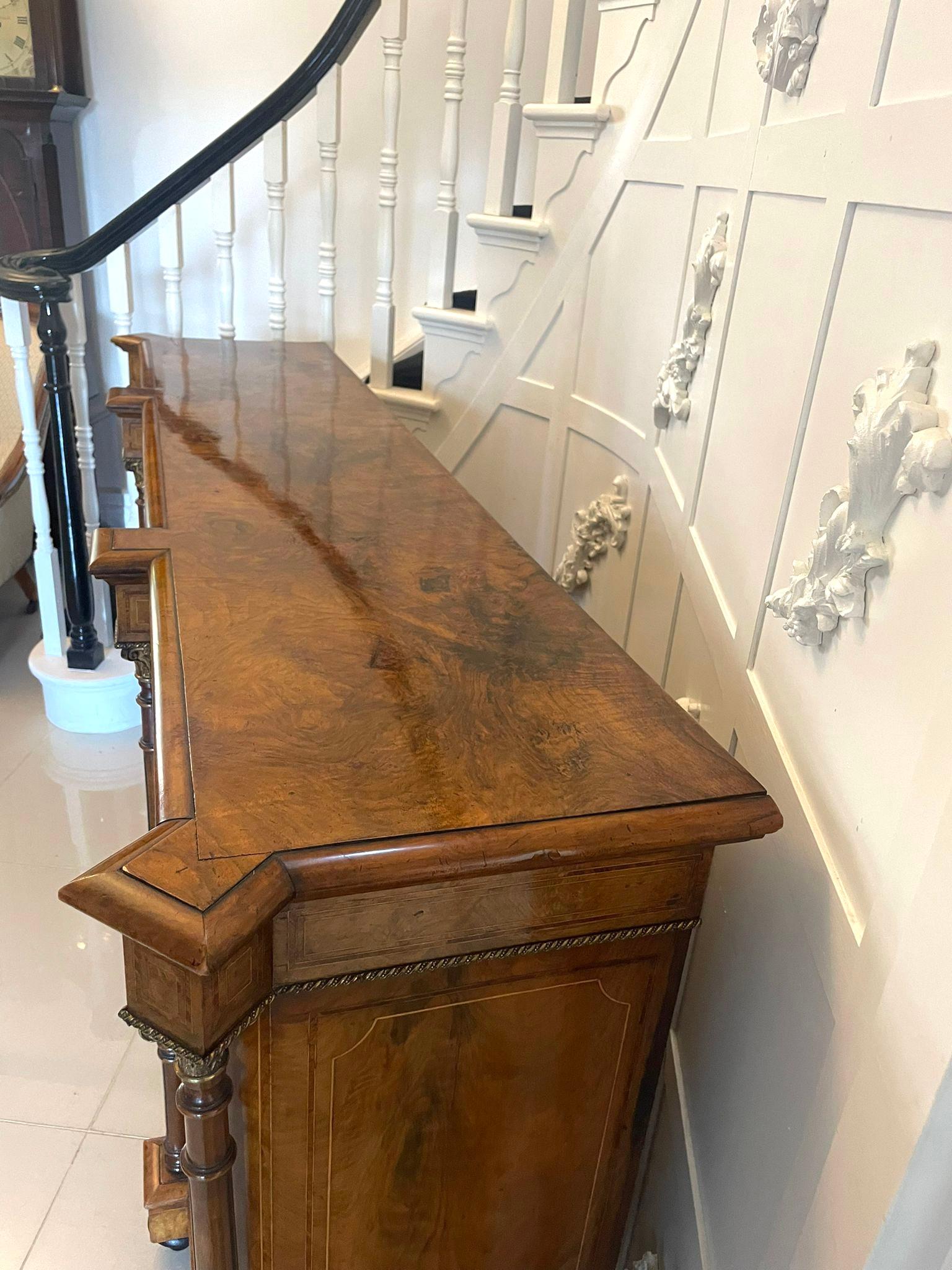 Outstanding Quality Antique Victorian Burr Walnut Inlaid Credenza/Sideboard For Sale 3