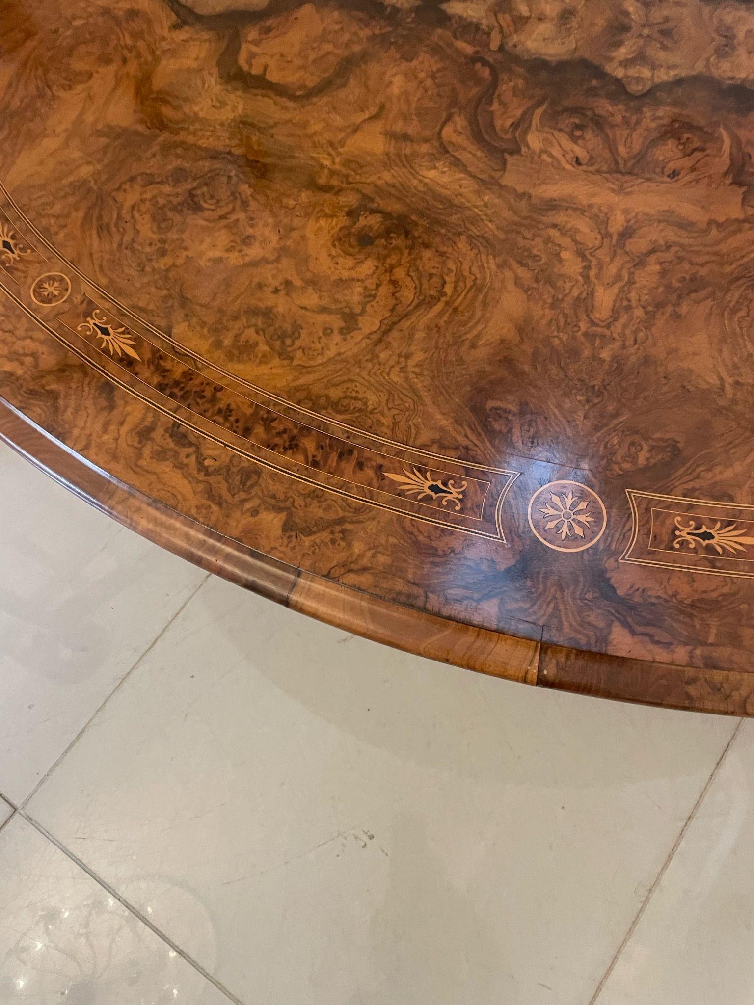 Outstanding Quality Antique Victorian Burr Walnut Inlaid Oval Coffee Table  For Sale 5