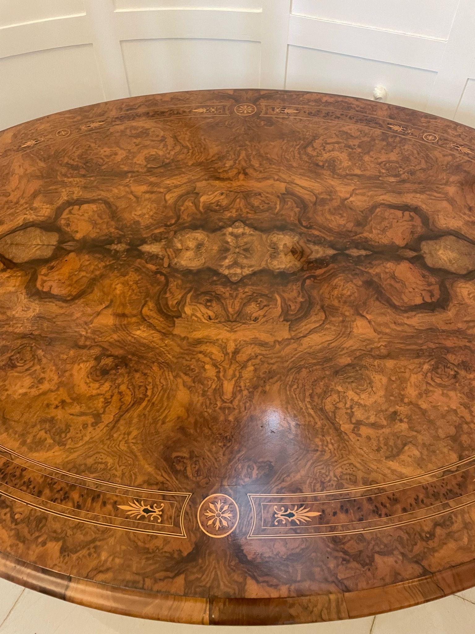 Outstanding Quality Antique Victorian Burr Walnut Inlaid Oval Coffee Table  2