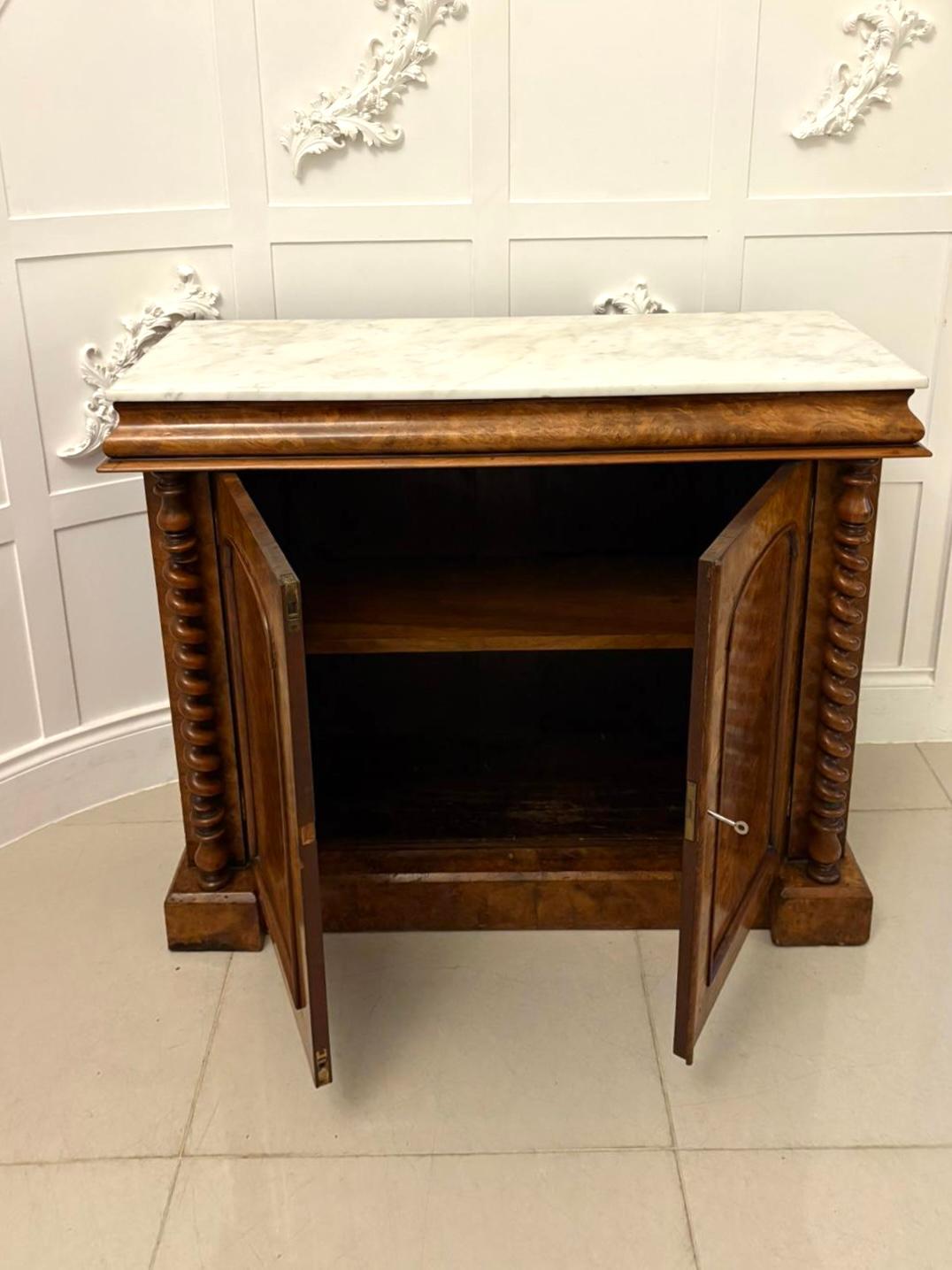 Outstanding Quality Antique Victorian Burr Walnut Marble Top Sideboard/Cabinet 7