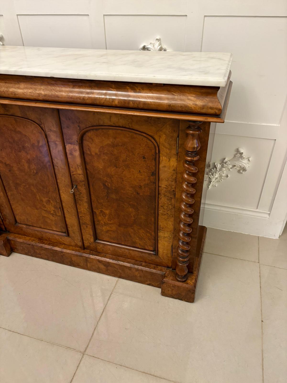 Outstanding Quality Antique Victorian Burr Walnut Marble Top Sideboard/Cabinet 8