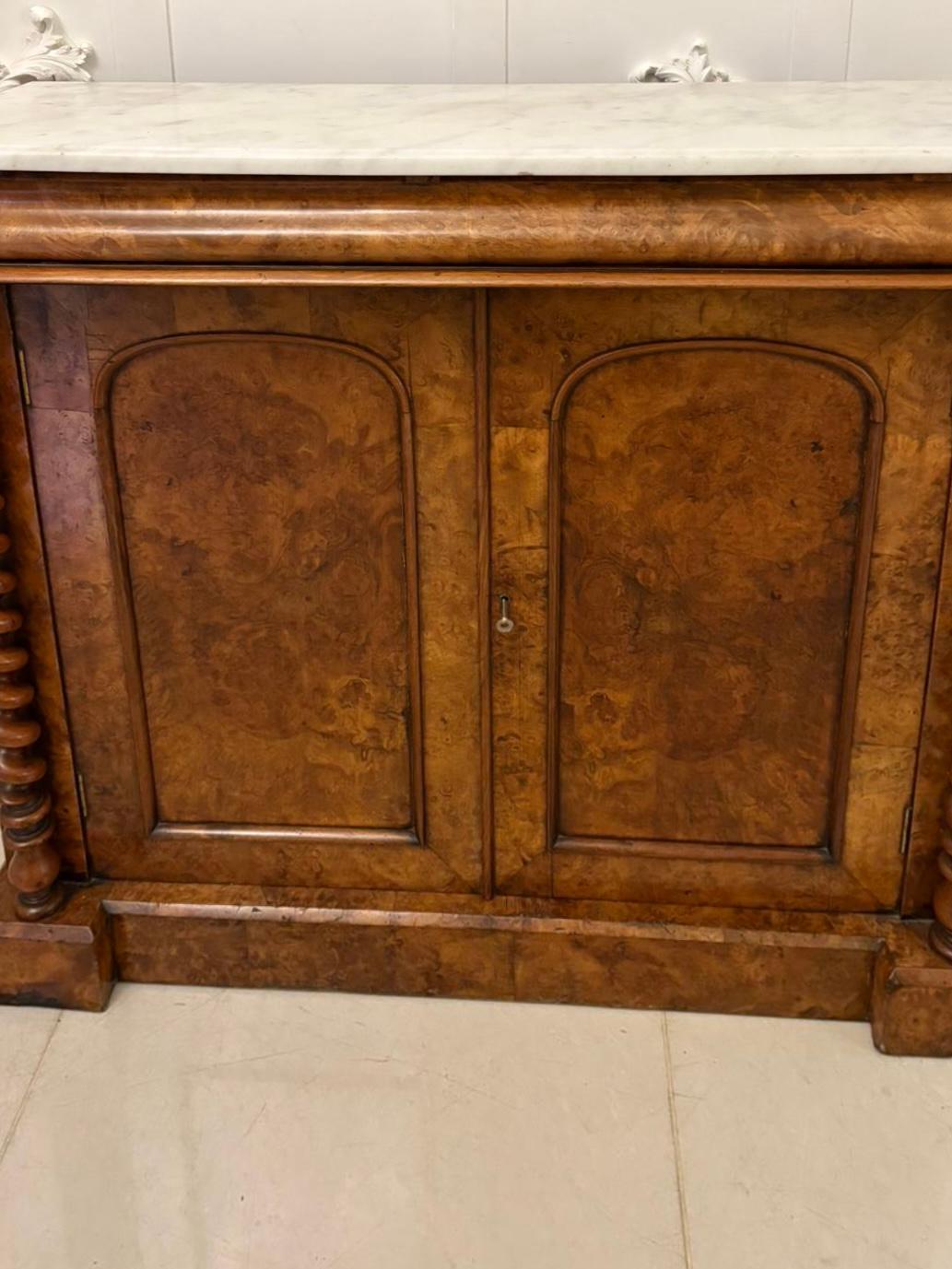19th Century Outstanding Quality Antique Victorian Burr Walnut Marble Top Sideboard/Cabinet