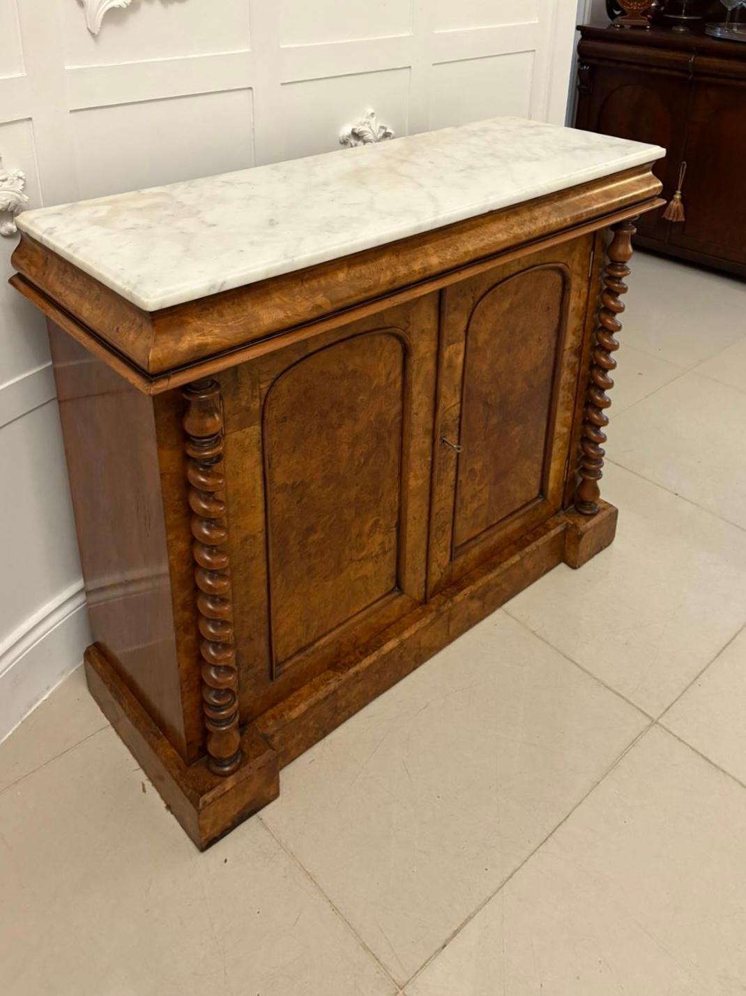 Outstanding Quality Antique Victorian Burr Walnut Marble Top Sideboard/Cabinet 3