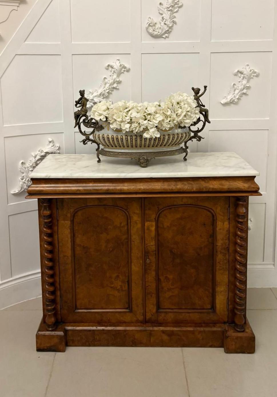 Outstanding Quality Antique Victorian Burr Walnut Marble Top Sideboard/Cabinet 5