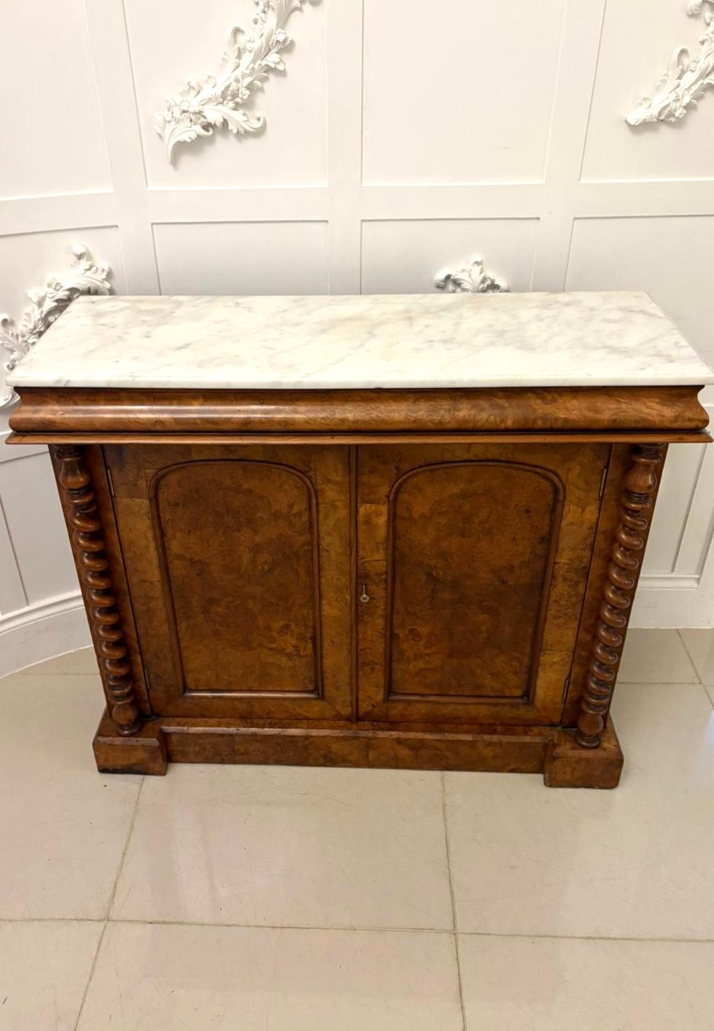 Outstanding Quality Antique Victorian Burr Walnut Marble Top Sideboard/Cabinet 6